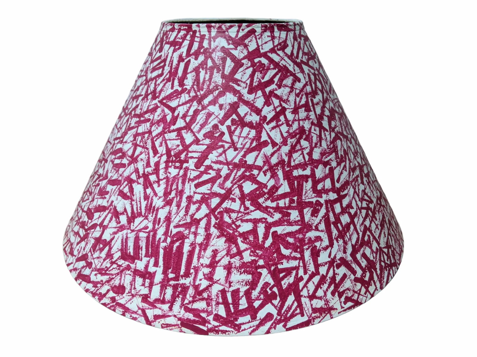 Custom Hand Painted Abstract "Linear Lines" Magenta Pink Lamp Shade - 4