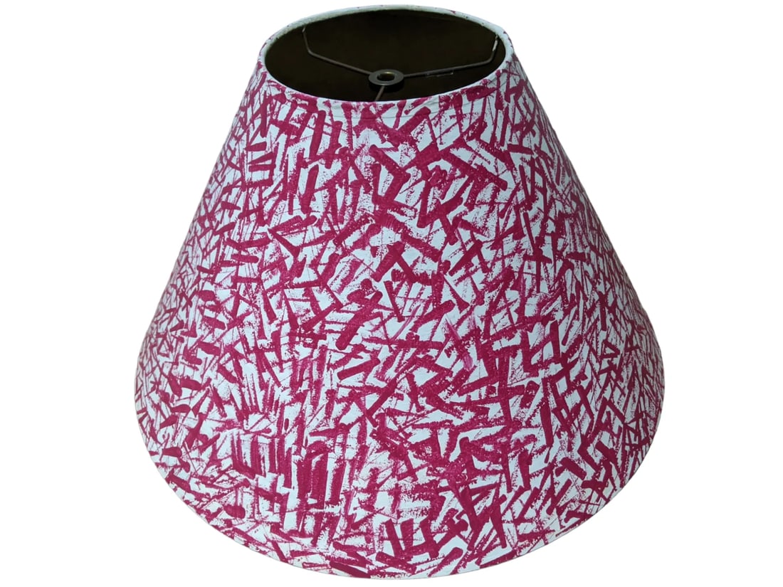 Custom Hand Painted Abstract "Linear Lines" Magenta Pink Lamp Shade - 5