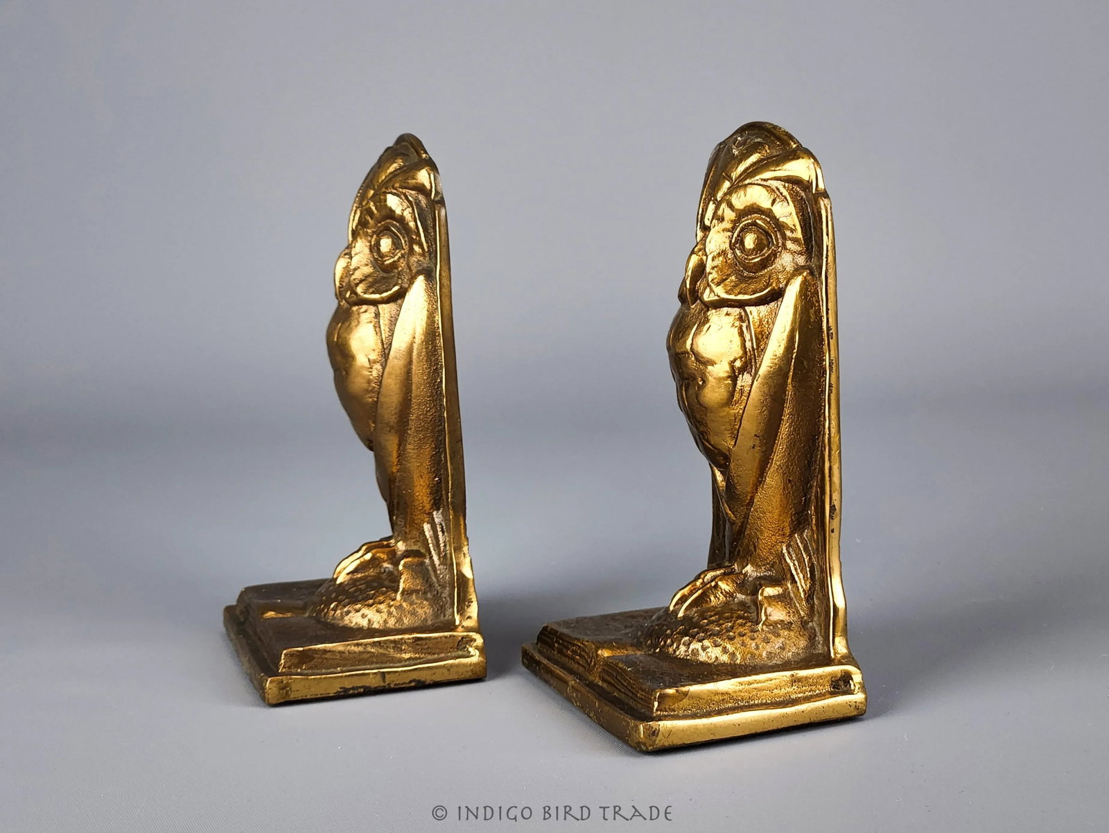 Circa 1920s Art Deco Solid Bronze Owl Bookends - Set of 2 - 5