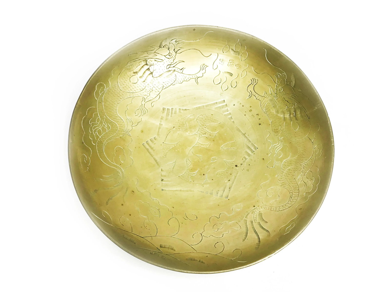 1930s Art Deco Heavy Gauge Solid Brass Chinese Engraved Bowls - Set of 4 - 3