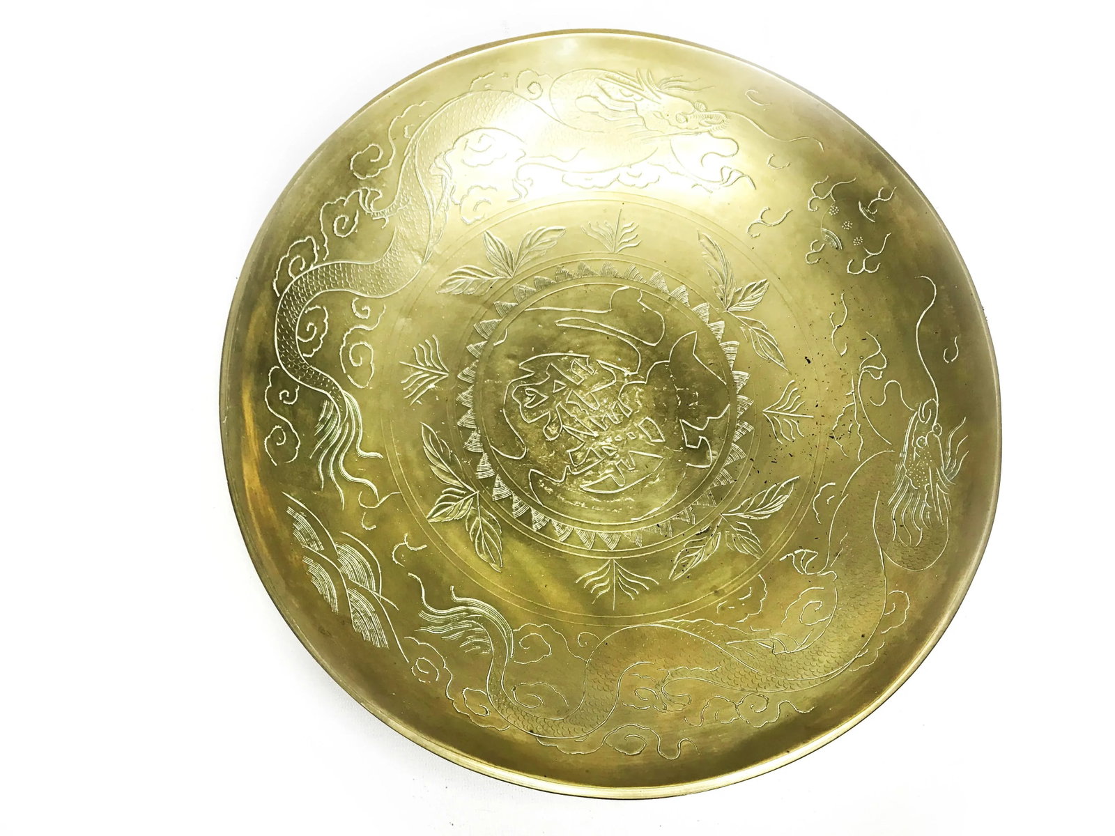 1930s Art Deco Heavy Gauge Solid Brass Chinese Engraved Bowls - Set of 4 - 4