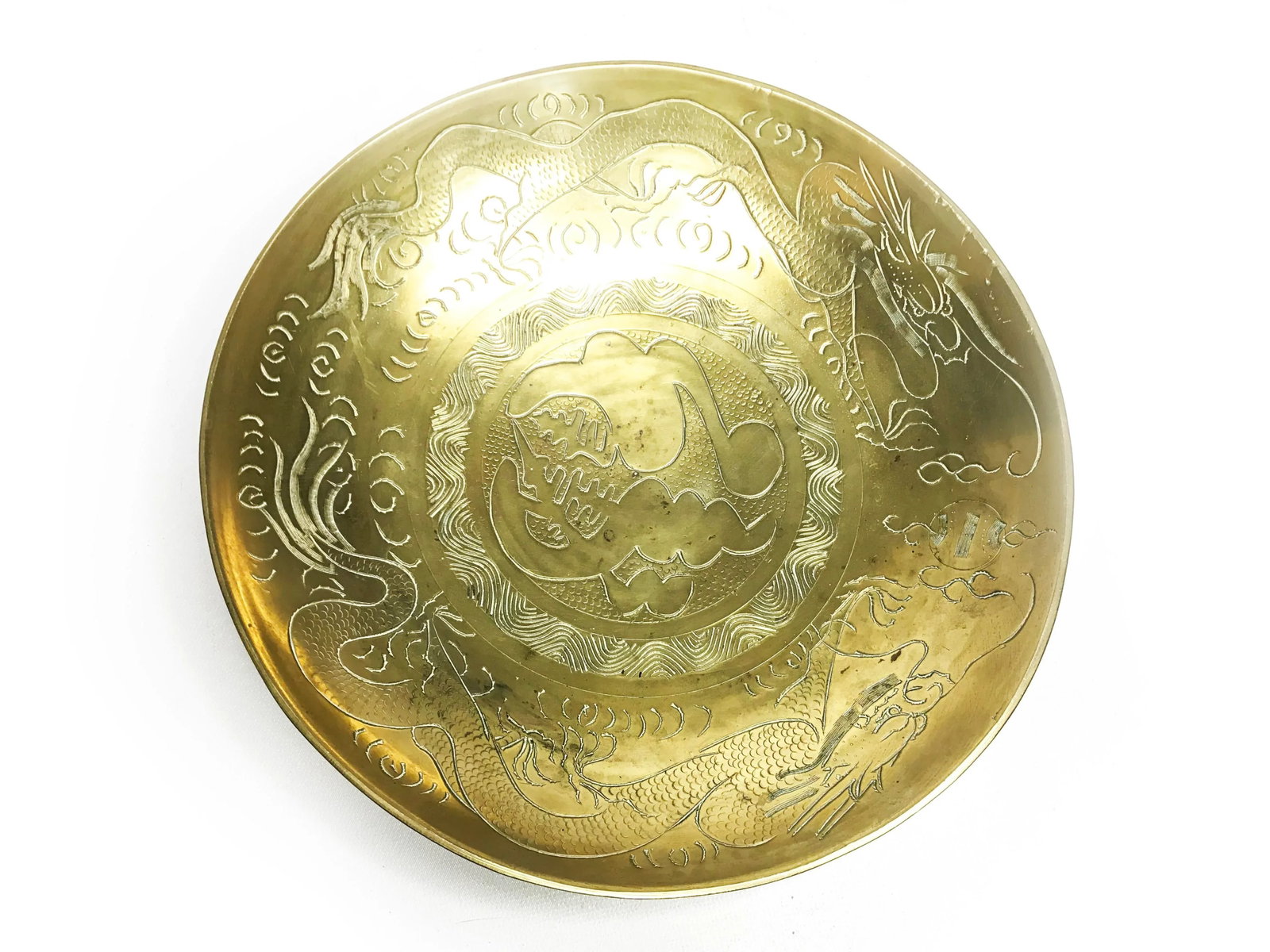 1930s Art Deco Heavy Gauge Solid Brass Chinese Engraved Bowls - Set of 4 - 6
