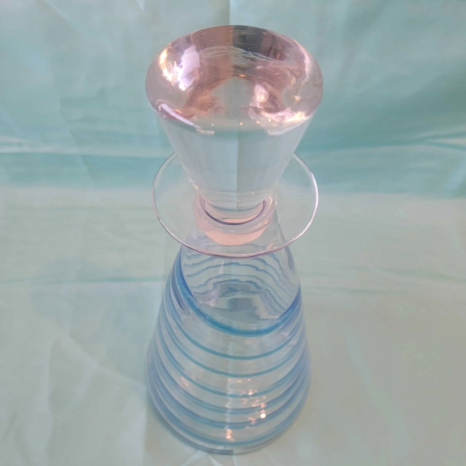 Vintage 1990s Blenko Blue Swirl Decanter - 4