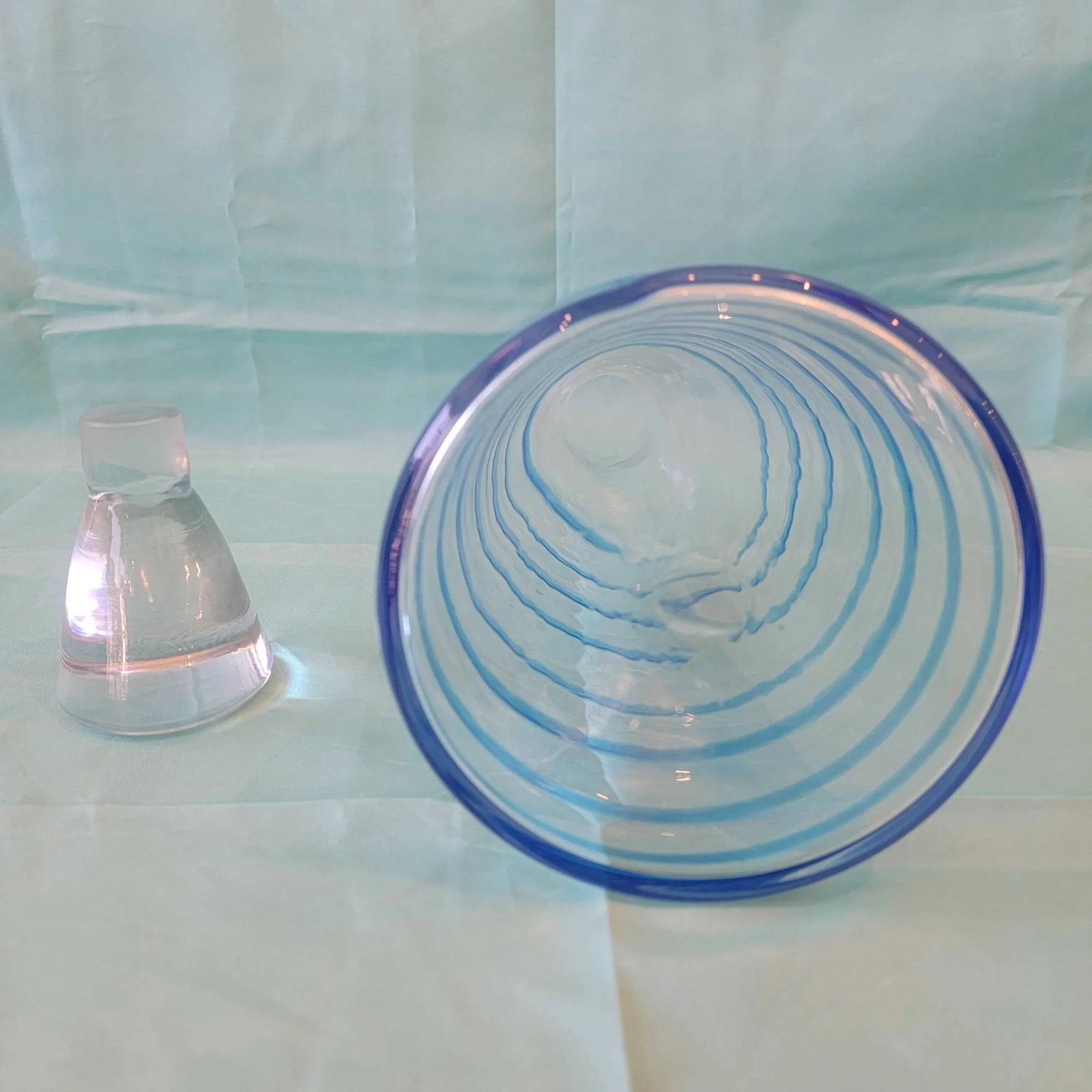 Vintage 1990s Blenko Blue Swirl Decanter - 6