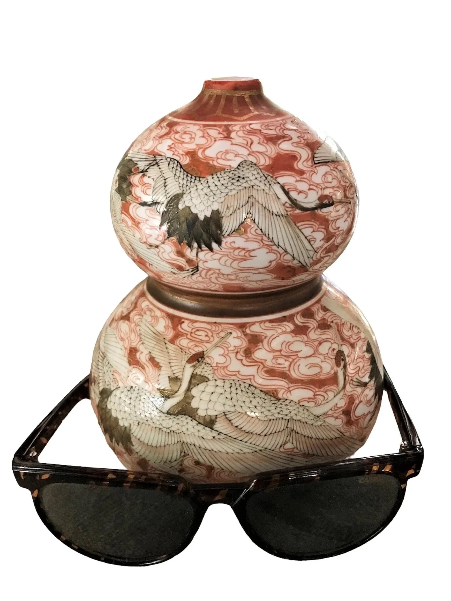 1940s Kutani Ware Handcrafted Ceramic Vessel Gourd Shape Japan - 2
