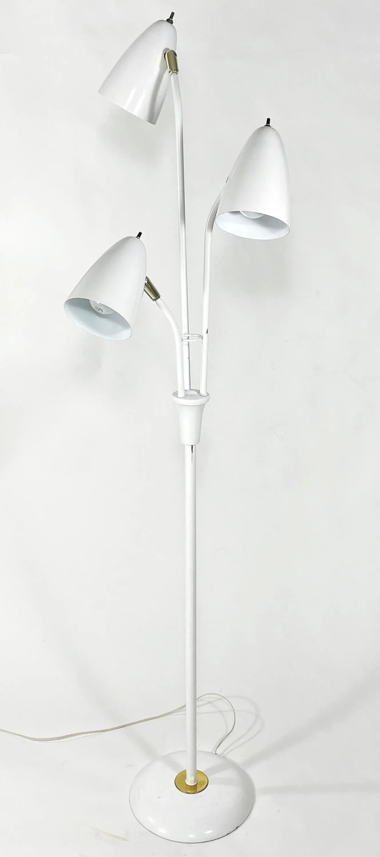 1950s Gerald Thurston Triennale Floor Lamp for Lightolier in White - 12