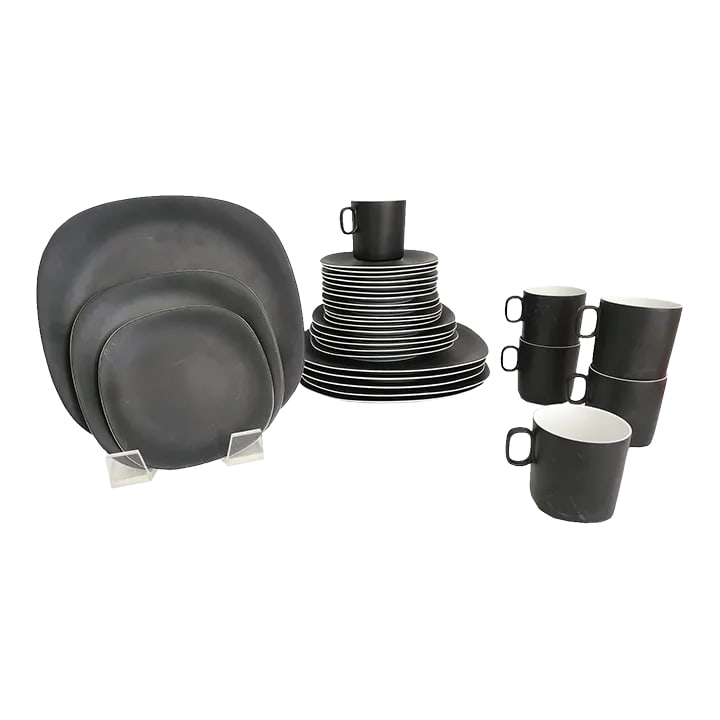 1970s Block Langenthal Salad Plates and Bread Plates in Matte Black, 30 Pieces (1 of 10)