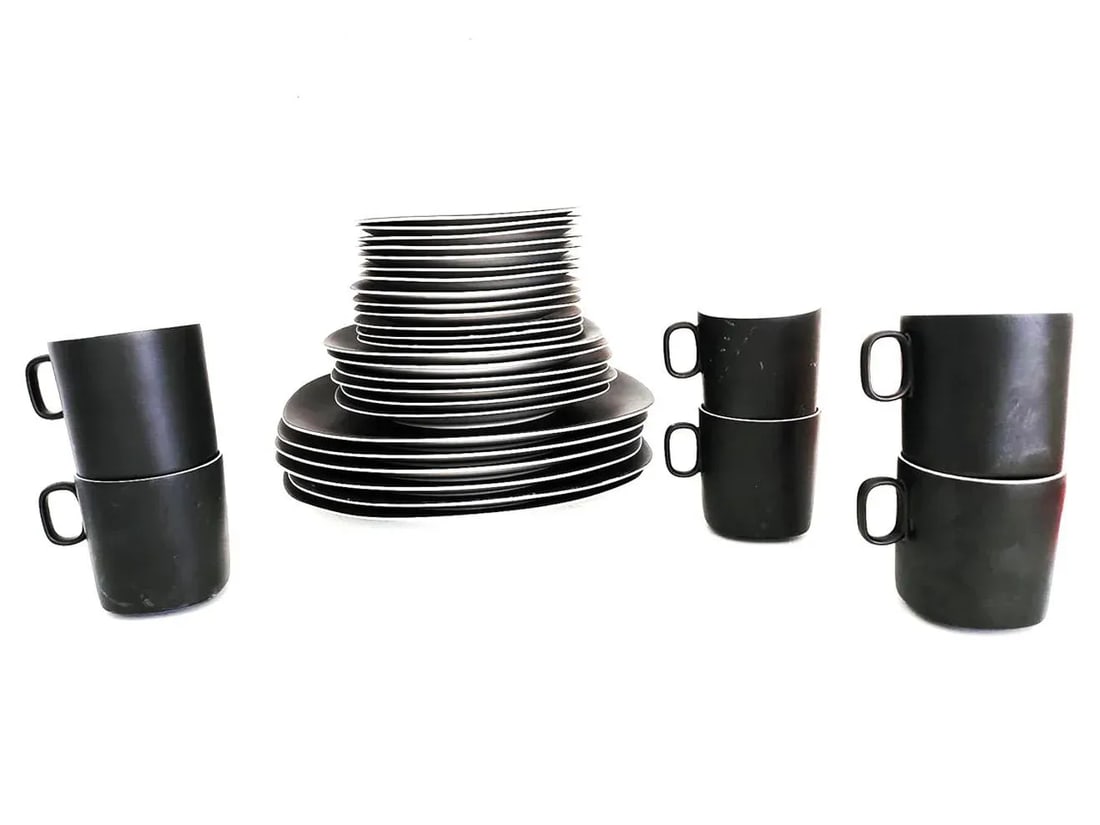 1970s Block Langenthal Salad Plates and Bread Plates in Matte Black, 30 Pieces - 3