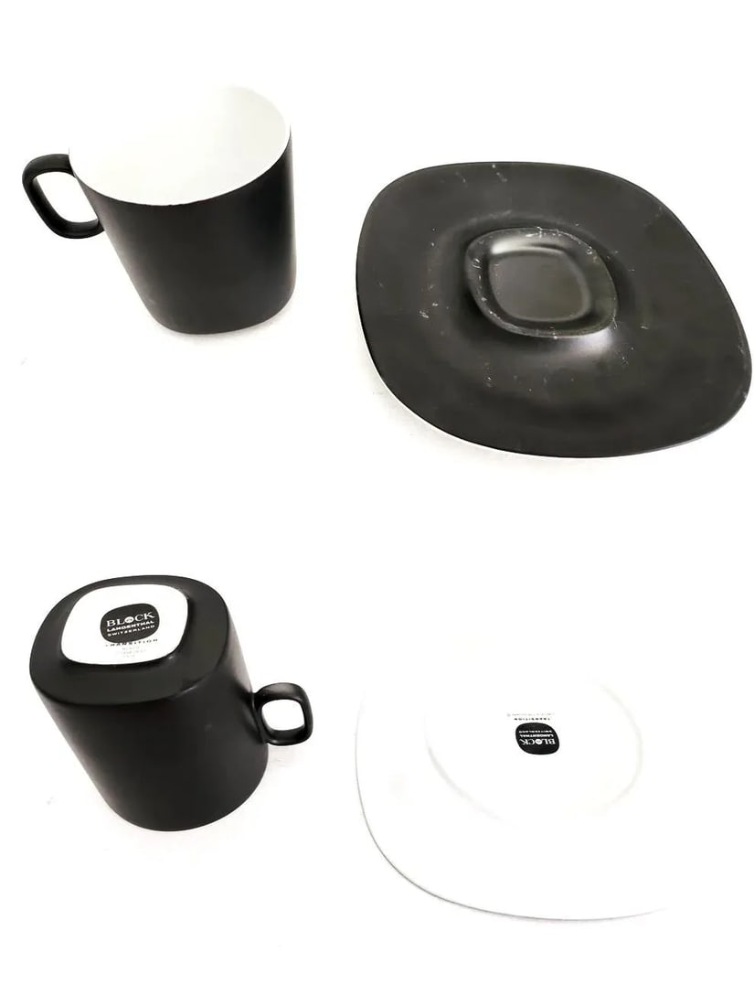 1970s Block Langenthal Salad Plates and Bread Plates in Matte Black, 30 Pieces - 4