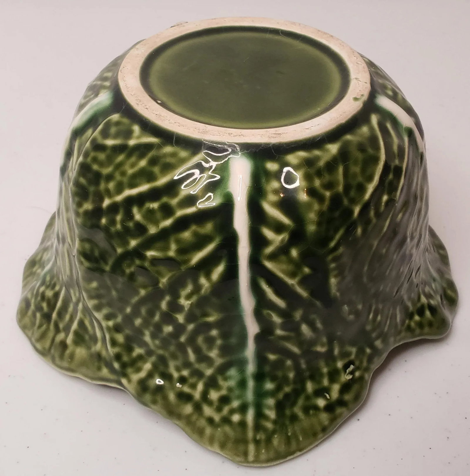 Vintage Majolica Dark Green Cabbage Bowl Jay Willfred/Andrea Sadek - 3