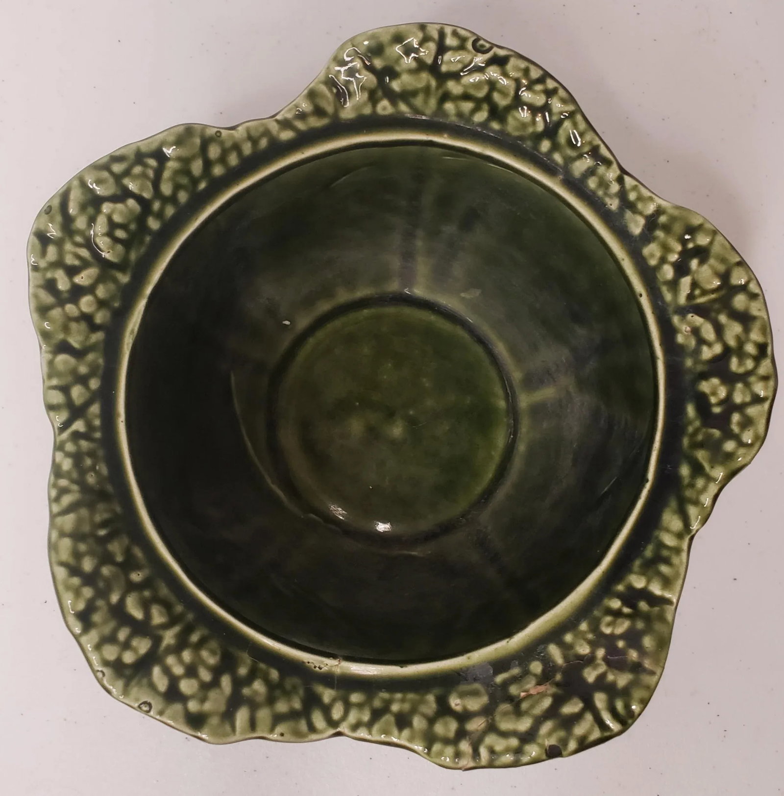 Vintage Majolica Dark Green Cabbage Bowl Jay Willfred/Andrea Sadek - 4