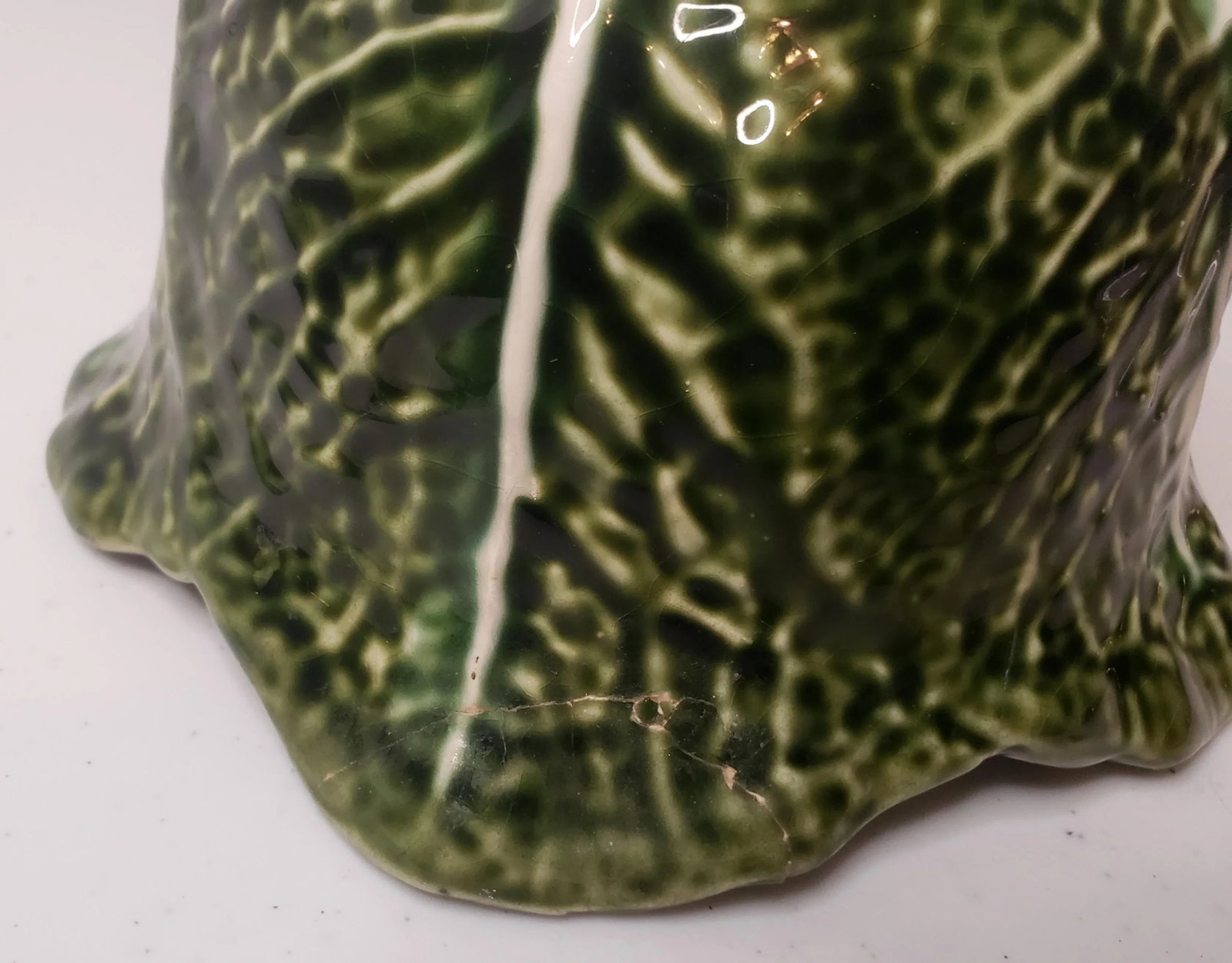 Vintage Majolica Dark Green Cabbage Bowl Jay Willfred/Andrea Sadek - 6