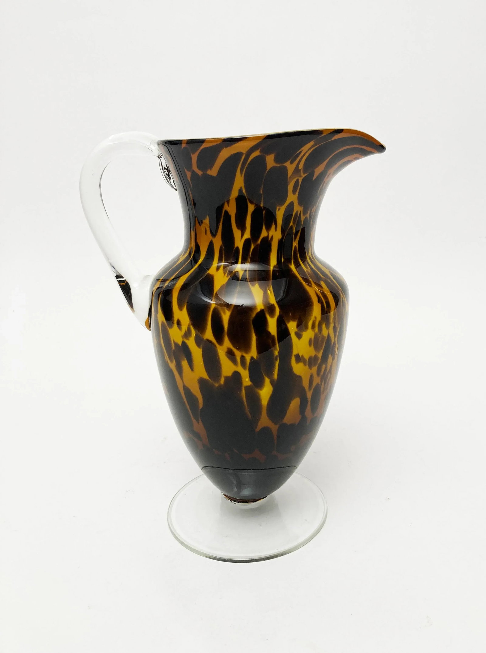 1990s Vintage Hand-Crafted Art Glass Murano-Style Leopard Pitcher - 2