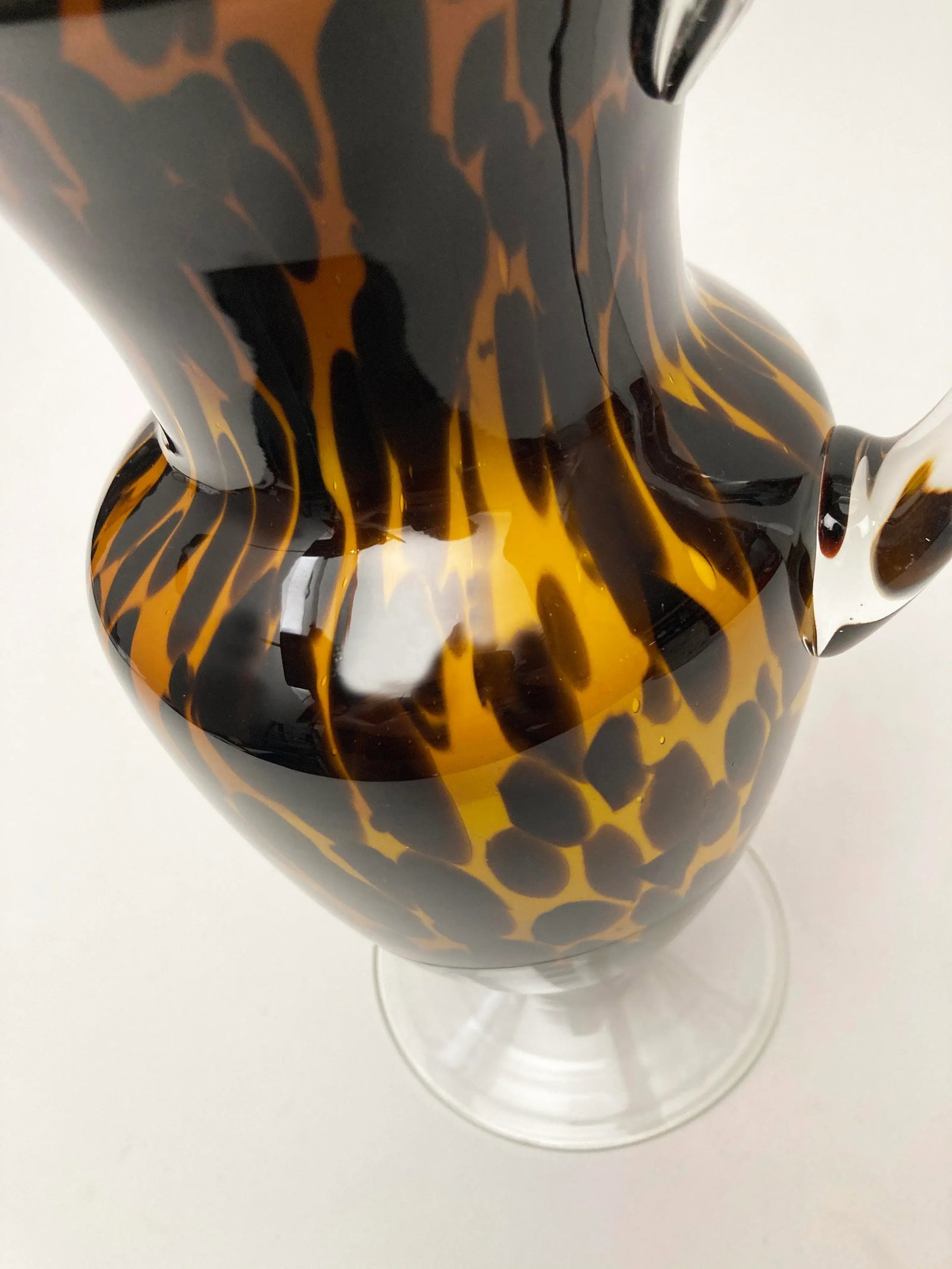 1990s Vintage Hand-Crafted Art Glass Murano-Style Leopard Pitcher - 4