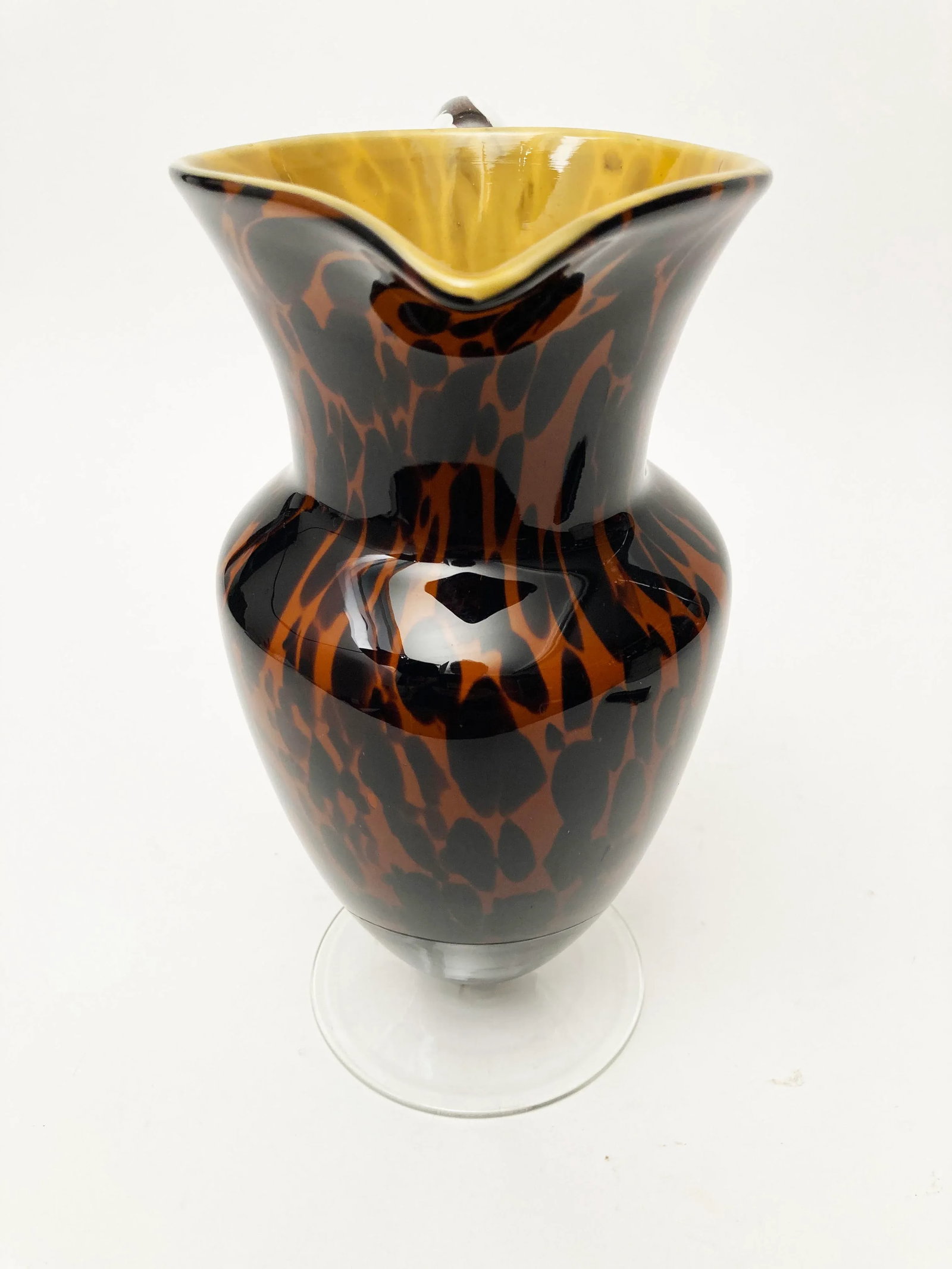1990s Vintage Hand-Crafted Art Glass Murano-Style Leopard Pitcher - 5