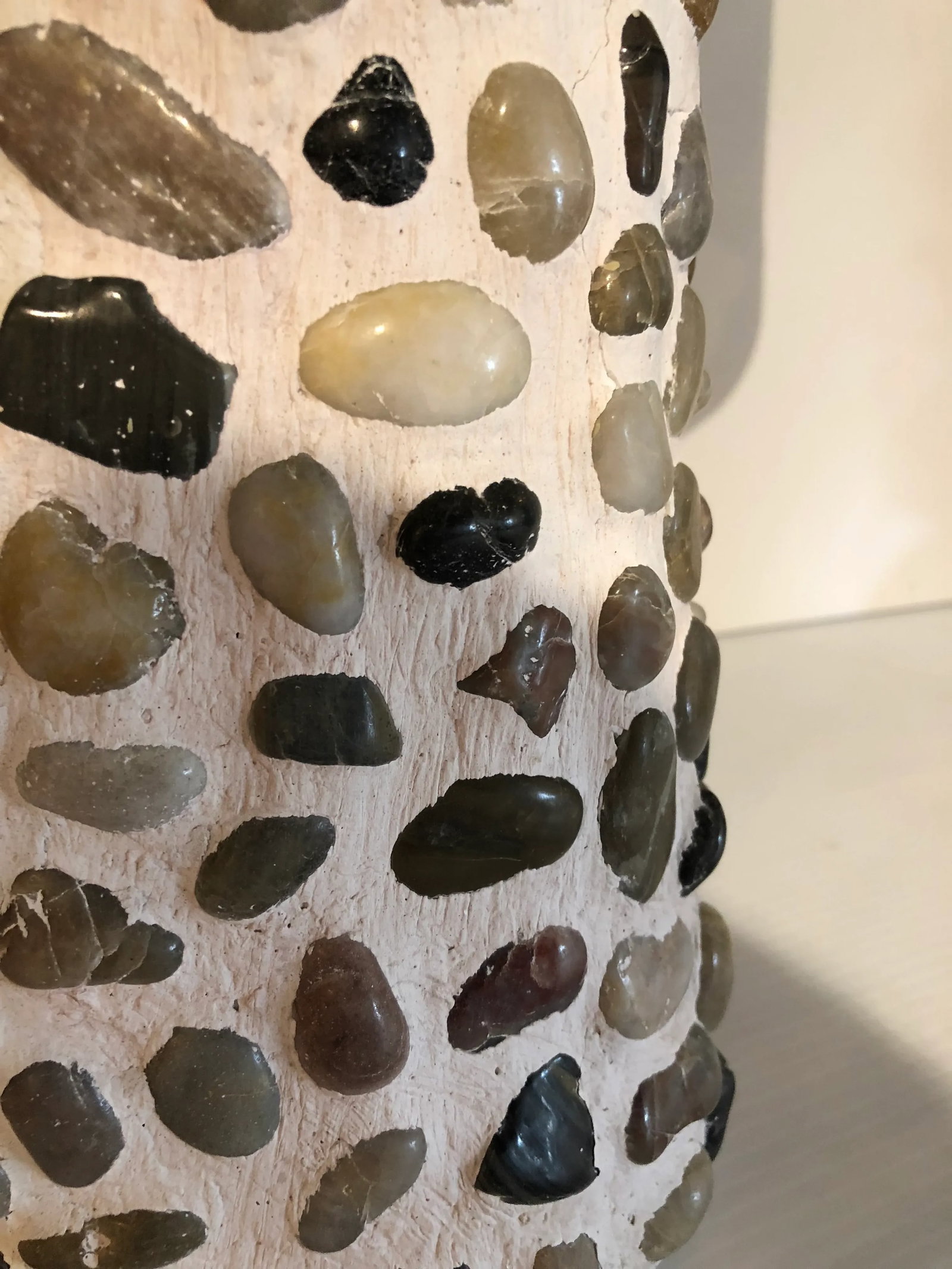 Modern Day Arts & Crafts River Stone Table Lamp - 3
