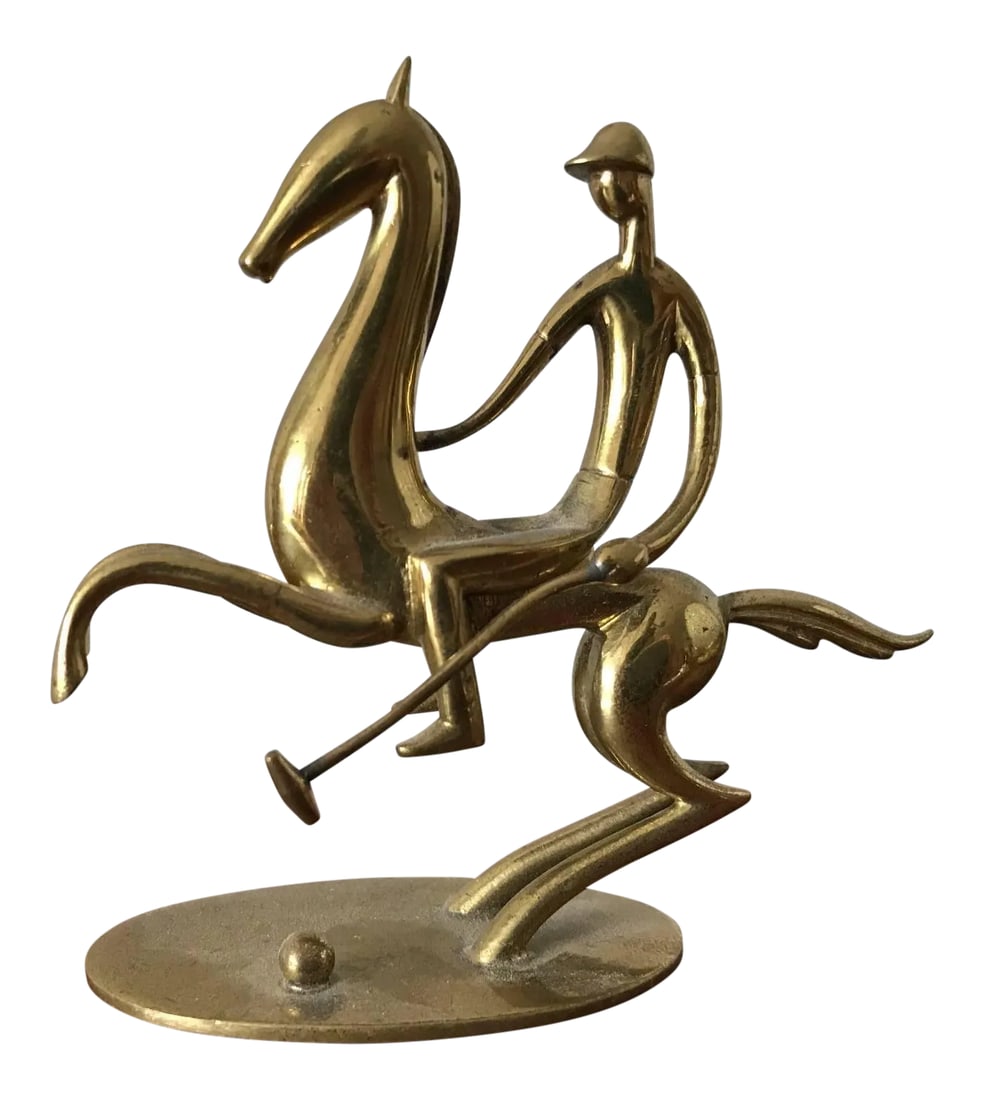 1930s Art Deco Hagenauer Polo Player Bronze Figurine: A wonderful stylized Art Deco polo player sculpture. Signed Hagenauer, Wien. Condition: Alterations: Original Condition Unaltered Imperfections: Some Imperfections Condition Notes: good vintage