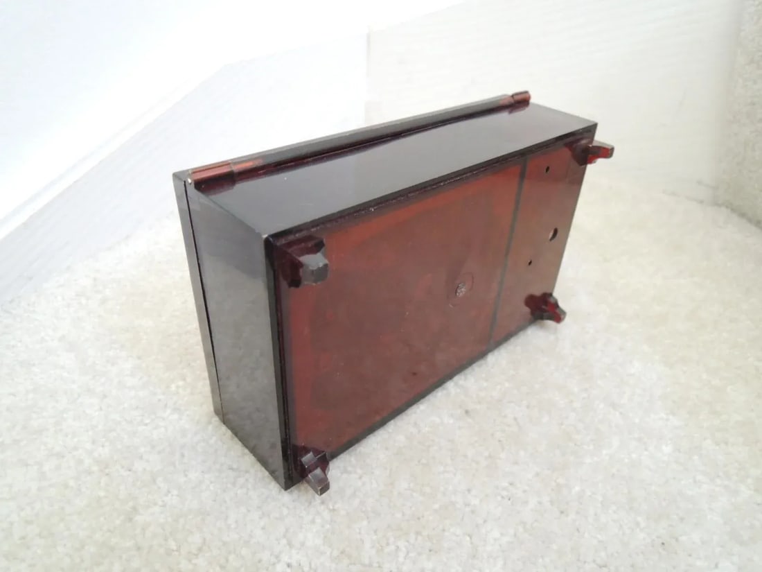 1960s Vintage Jewelry Box with Marbled Lid Hinged Compartment + 2 Mirrors - 12