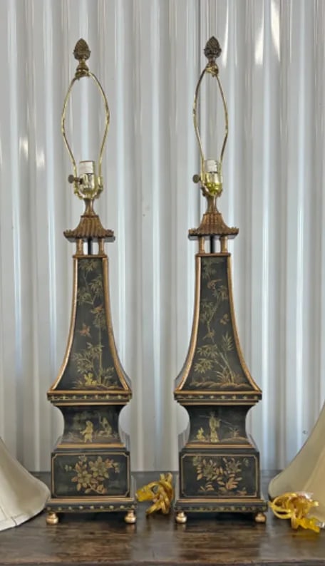 21st Century Chinoiserie Tole Pagoda Lamps - a Pair - 10