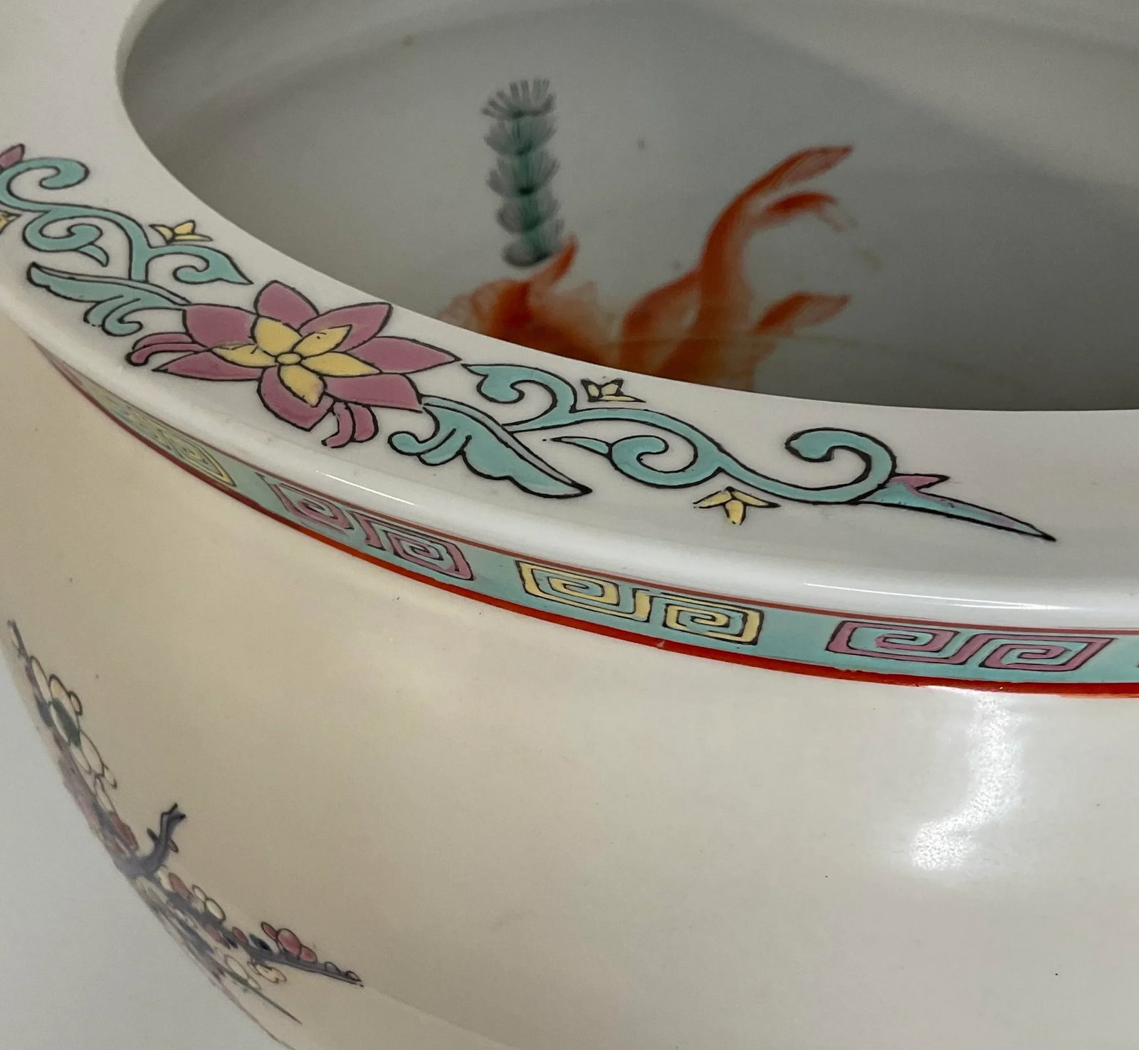 Mid 20th Century Floral Jardiniere With Greek Key Border - 6