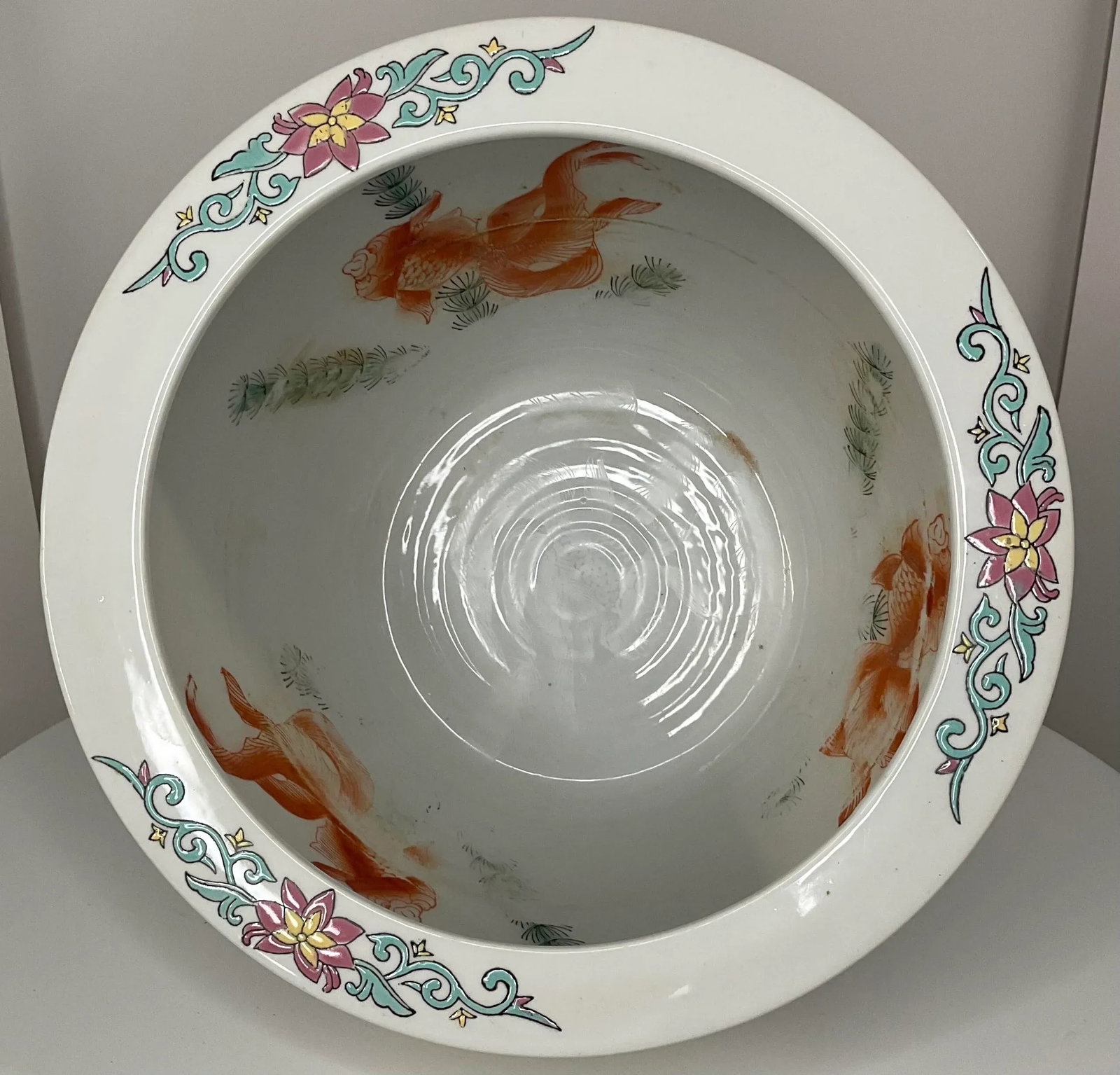Mid 20th Century Floral Jardiniere With Greek Key Border - 9