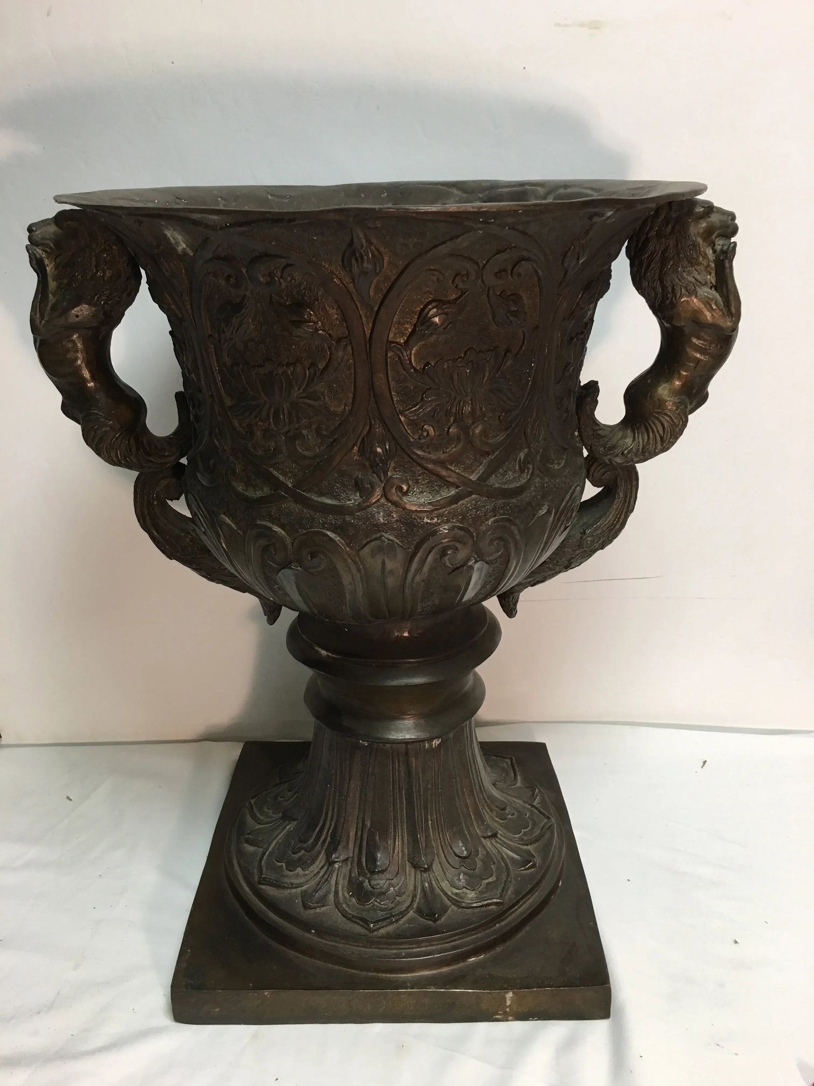 Vintage Bronze Garden Urn - 10