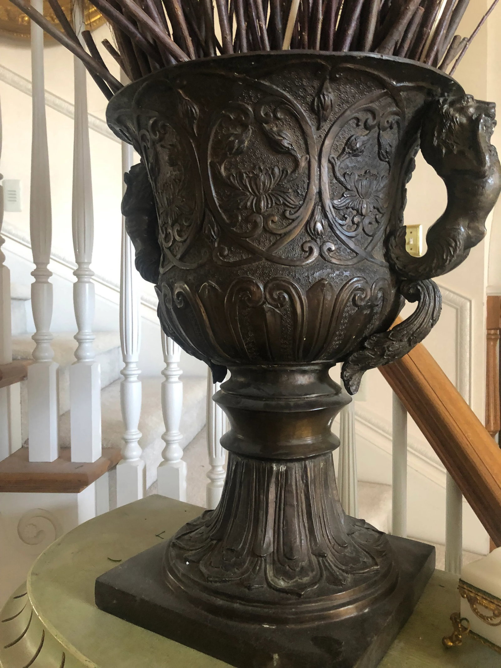 Vintage Bronze Garden Urn - 11