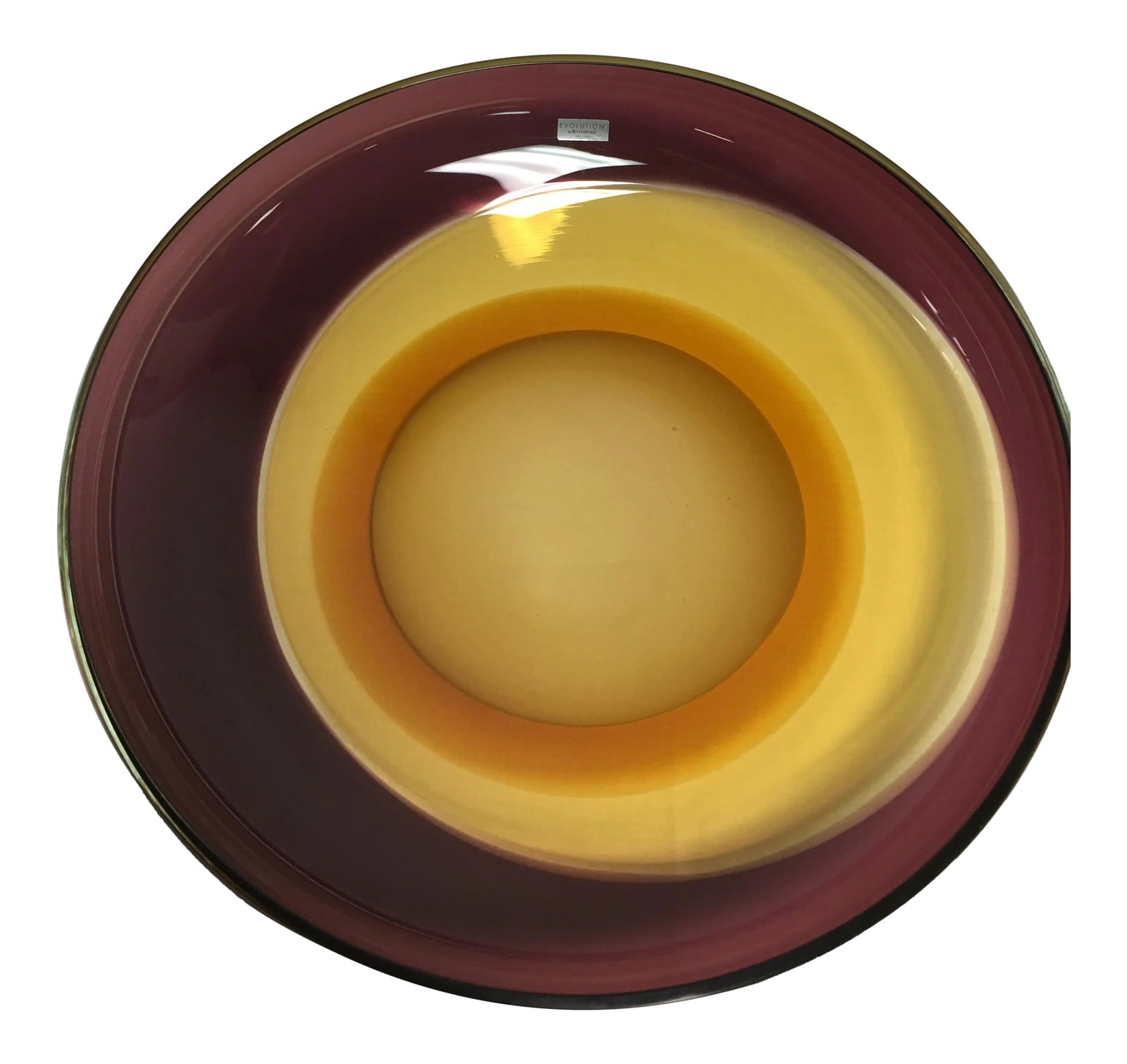 Waterford Evolution " Canyon Sunset" Art Glass Bowl: Exquisite "Canyon Sunset" amethyst and shades of amber 15.5" bowl . Made by Waterford , Evolution Series. Measures 15.5" x 4 high. Pristine condition . Made in Poland Thank you for looking ! Condition