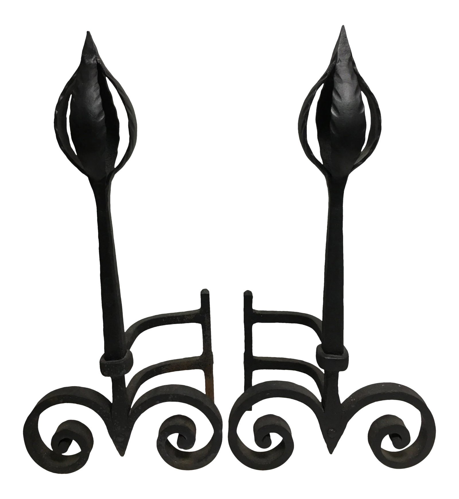 1920's Hand Forged Andirons - a Pair
