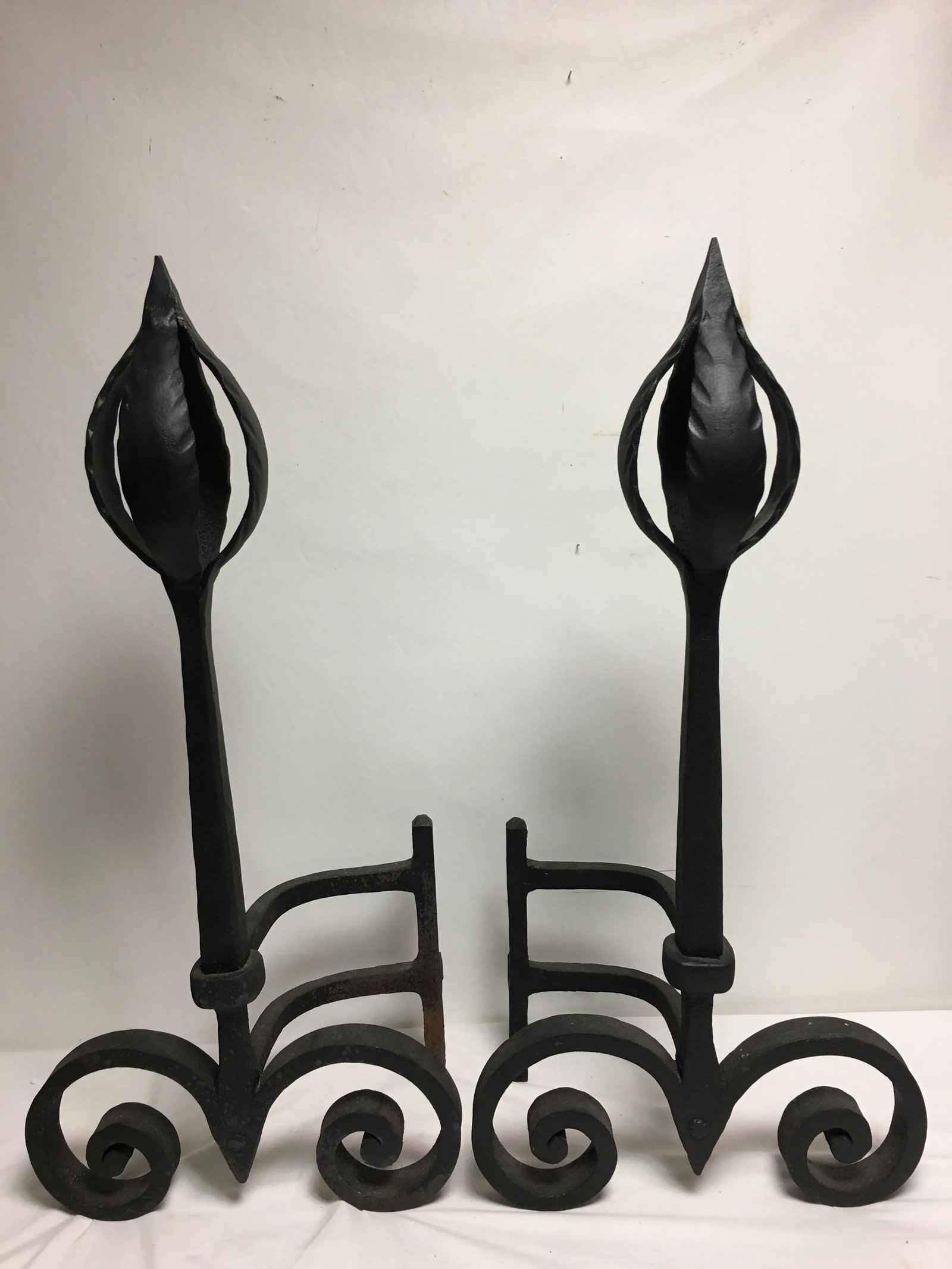 1920's Hand Forged Andirons - a Pair - 2