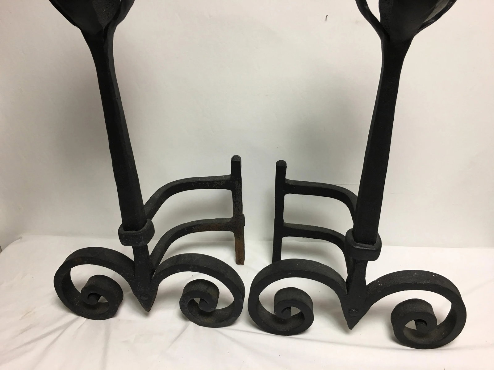 1920's Hand Forged Andirons - a Pair - 3