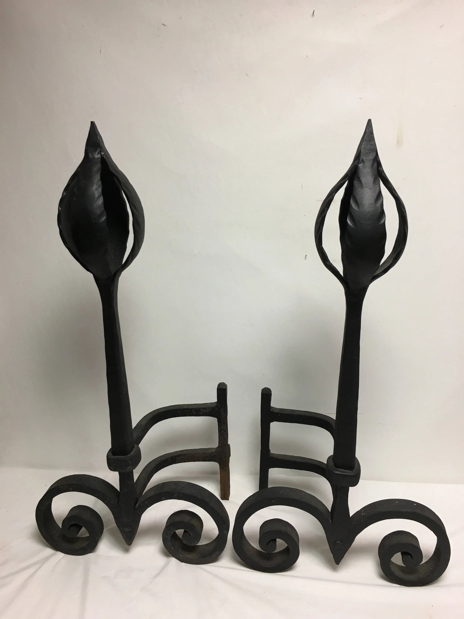 1920's Hand Forged Andirons - a Pair - 5