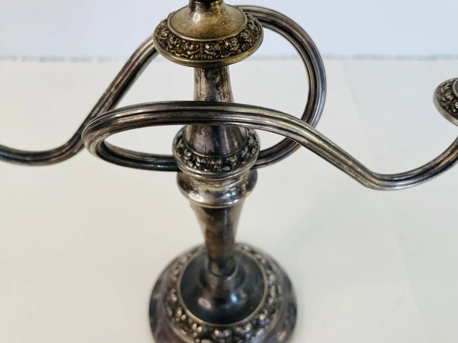 Antique Art Nouveau Style English Silver-Plate 3 Arm Candelabra - 3
