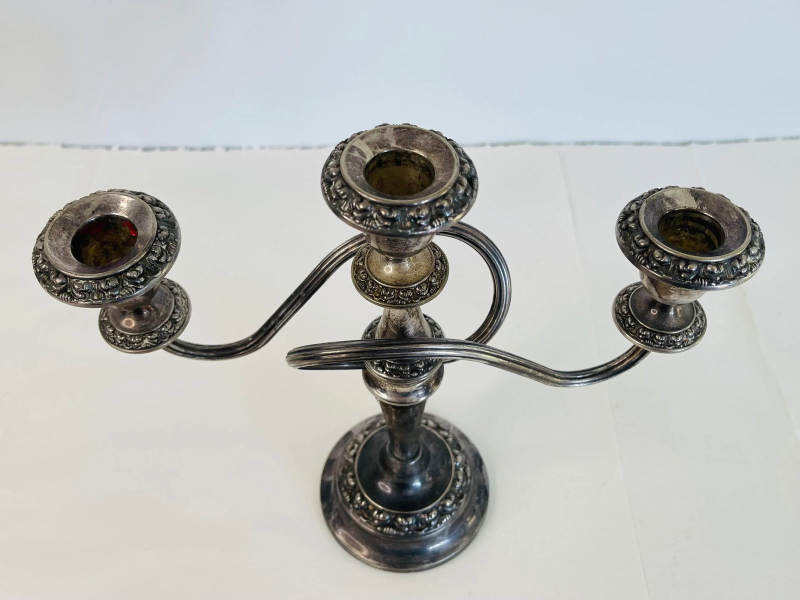 Antique Art Nouveau Style English Silver-Plate 3 Arm Candelabra - 4