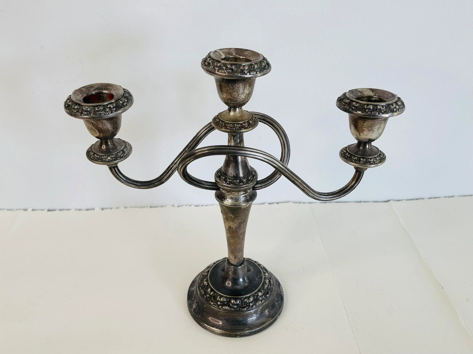 Antique Art Nouveau Style English Silver-Plate 3 Arm Candelabra - 5