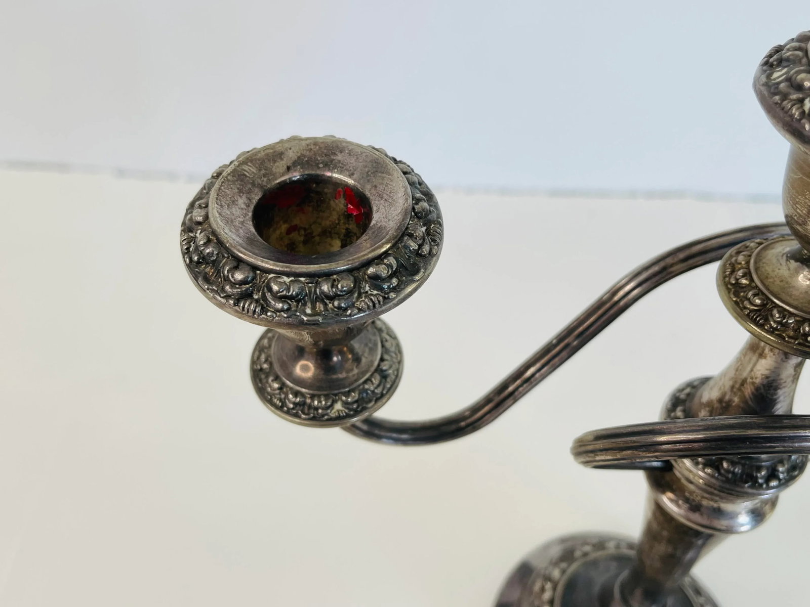 Antique Art Nouveau Style English Silver-Plate 3 Arm Candelabra - 7