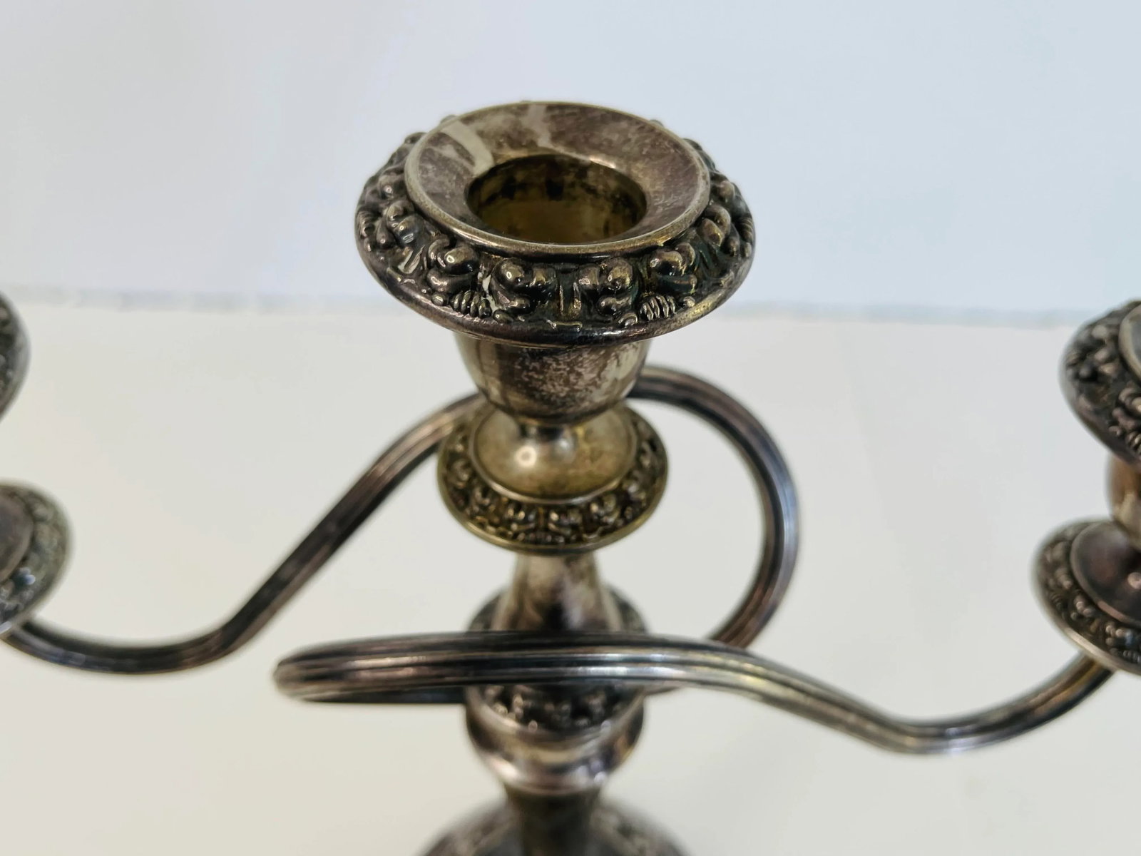 Antique Art Nouveau Style English Silver-Plate 3 Arm Candelabra - 8