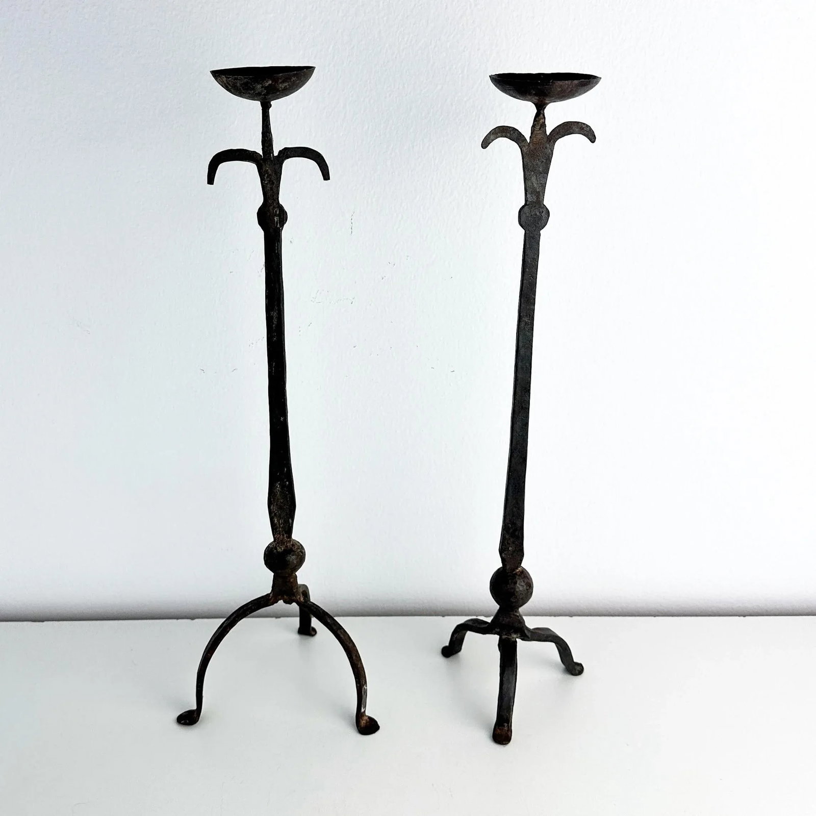 Brutalist Hand Forged Iron Candle Holders - 10