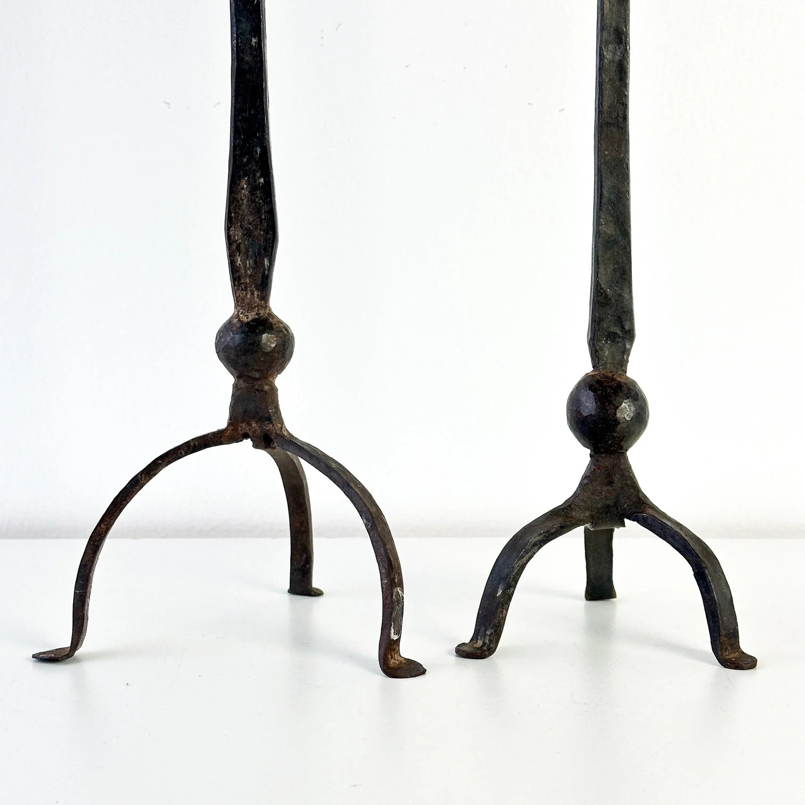 Brutalist Hand Forged Iron Candle Holders - 6