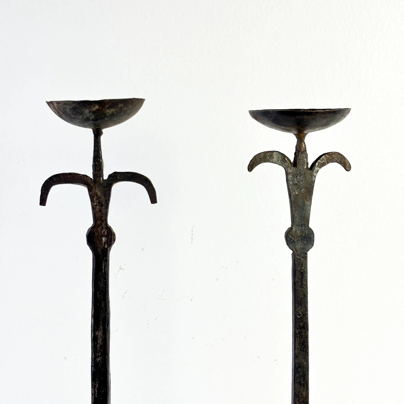 Brutalist Hand Forged Iron Candle Holders - 7