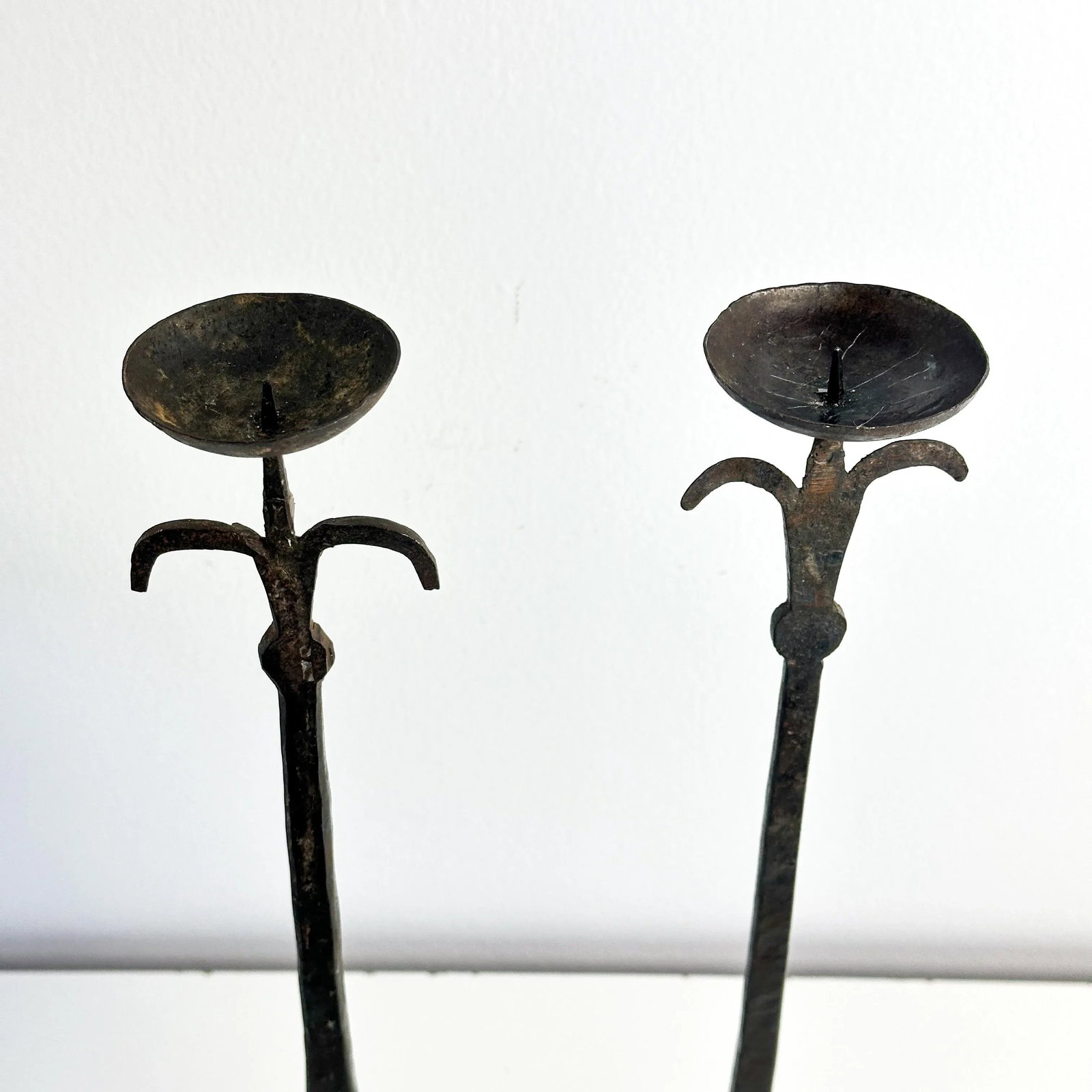 Brutalist Hand Forged Iron Candle Holders - 8