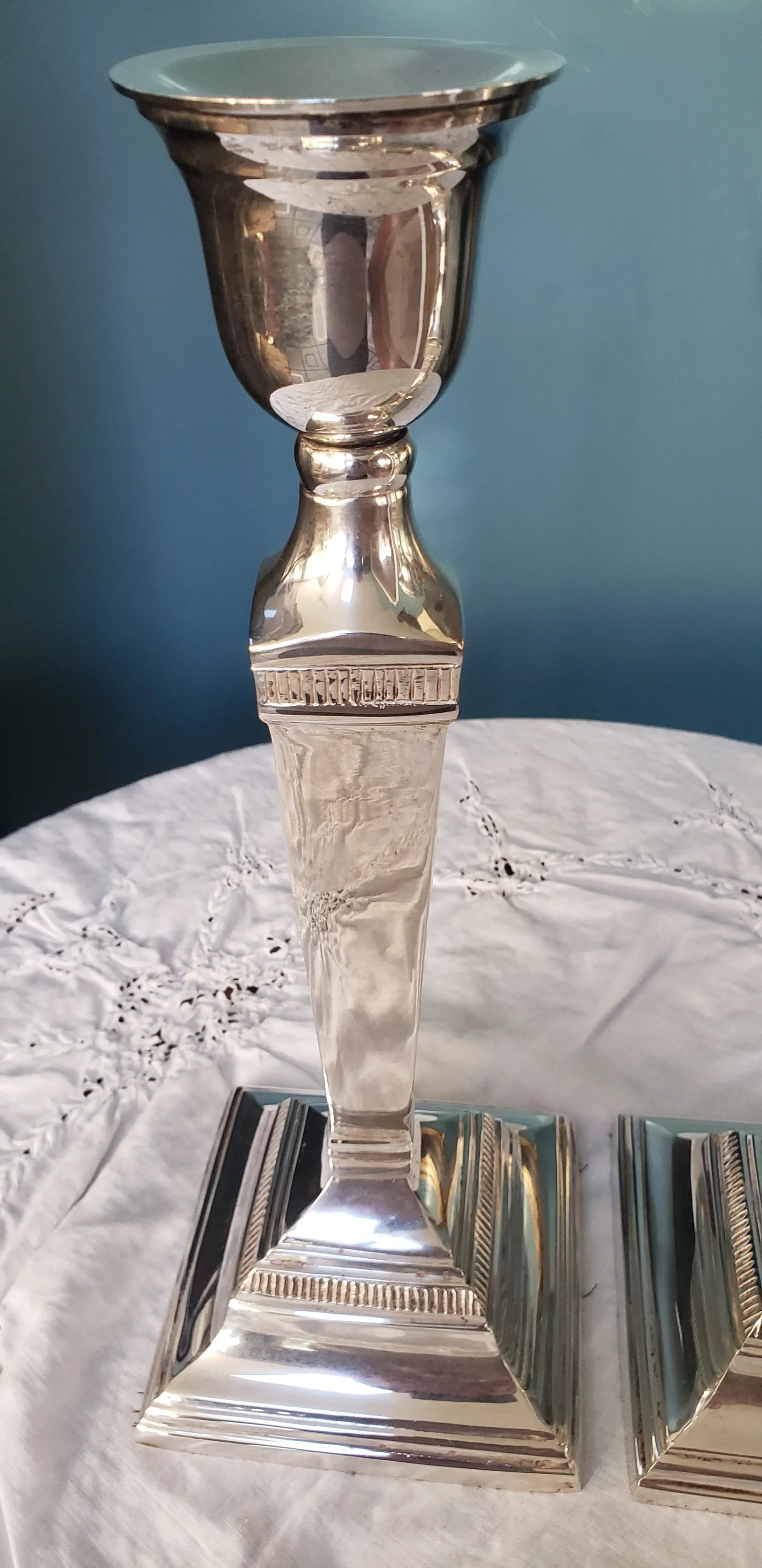Vintage Silverplate Pottery Barn Candleholders- a Pair - 4