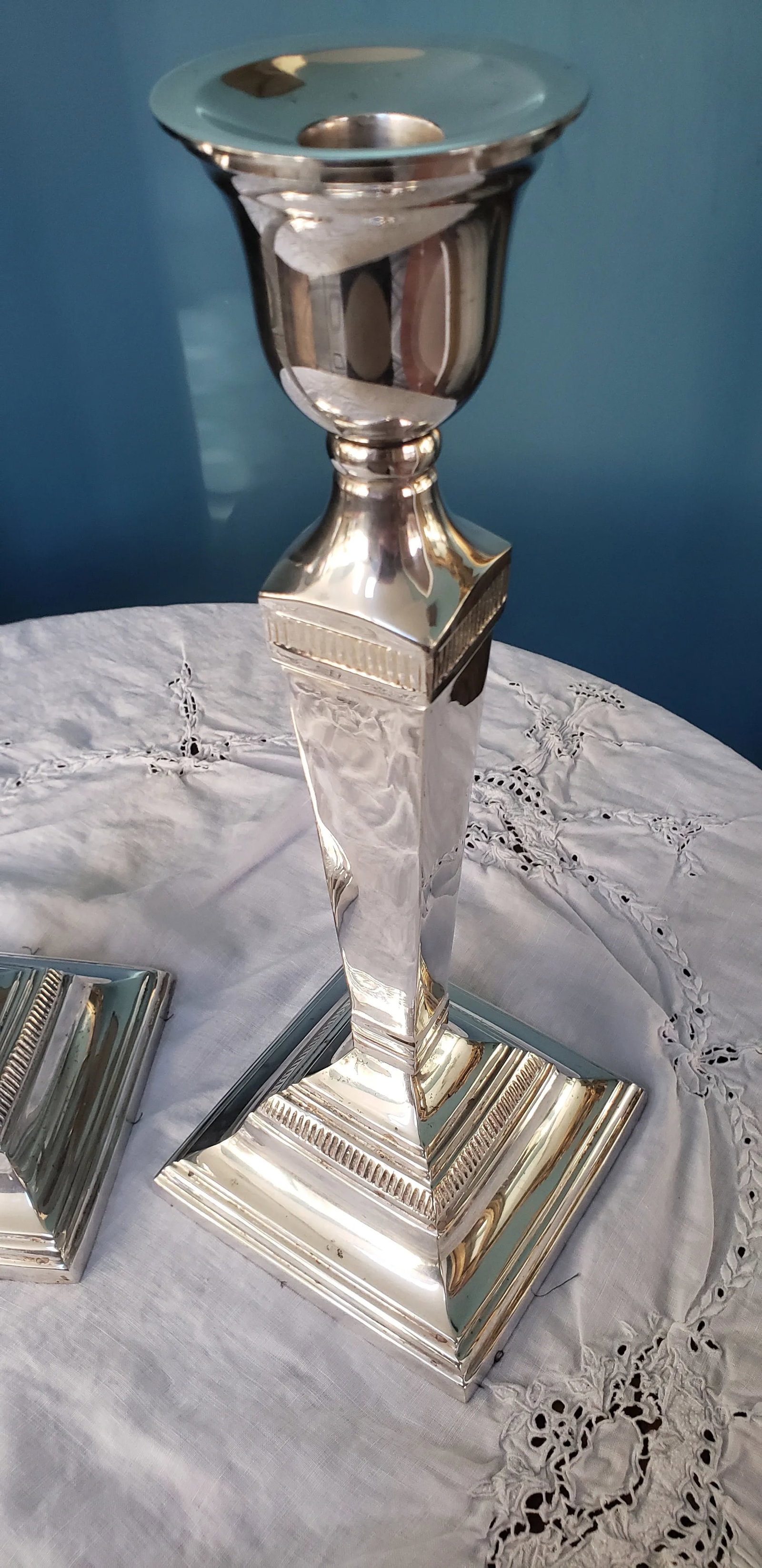 Vintage Silverplate Pottery Barn Candleholders- a Pair - 5