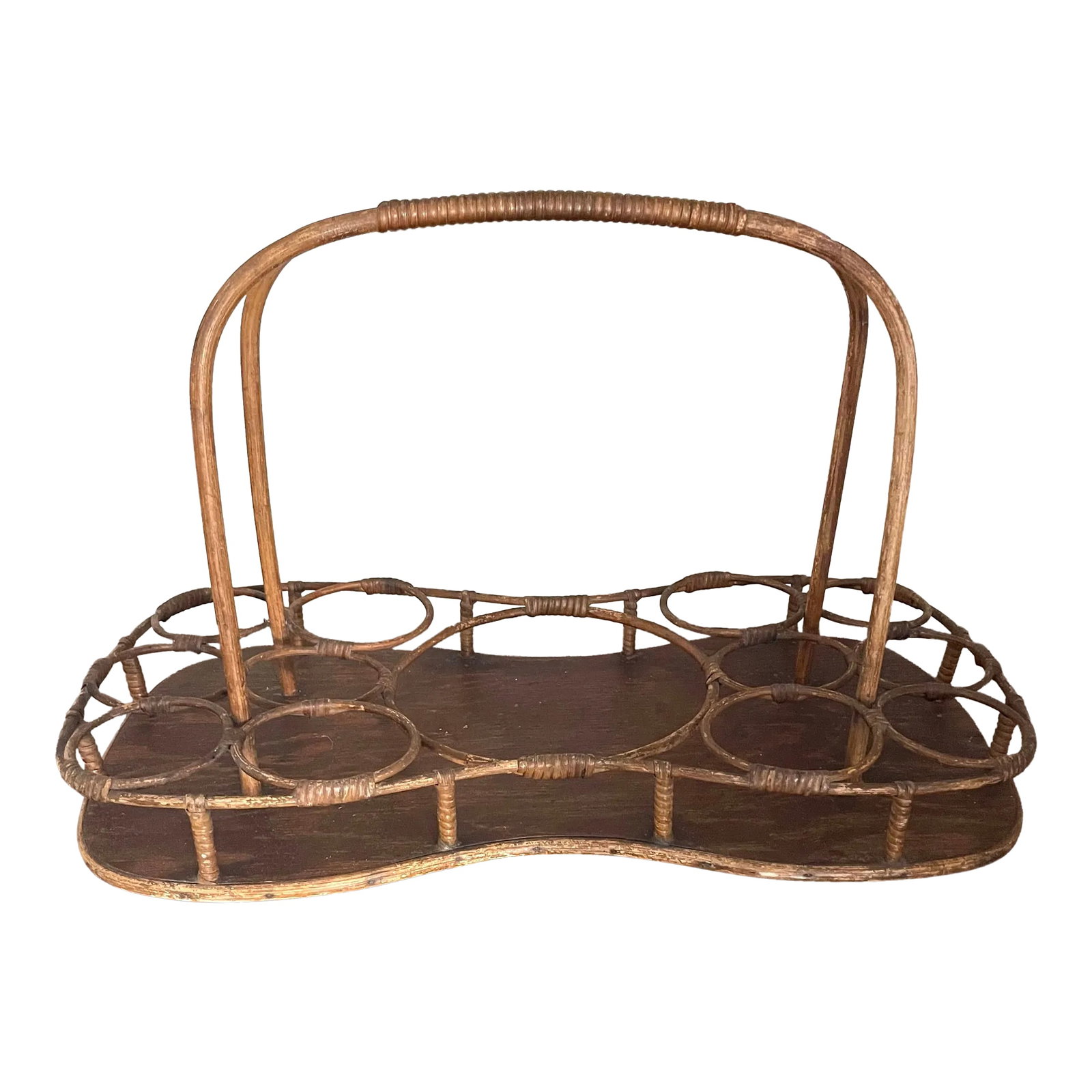 Antique Bamboo and Rattan Drinks Caddy: Love these old bamboo and wicker pieces! This is an antique drinks caddy! Perfect for the cottage porch, where ever that may be, Bahamas, Adirondacks, or Maine. This caddy holds 12 glasses and the