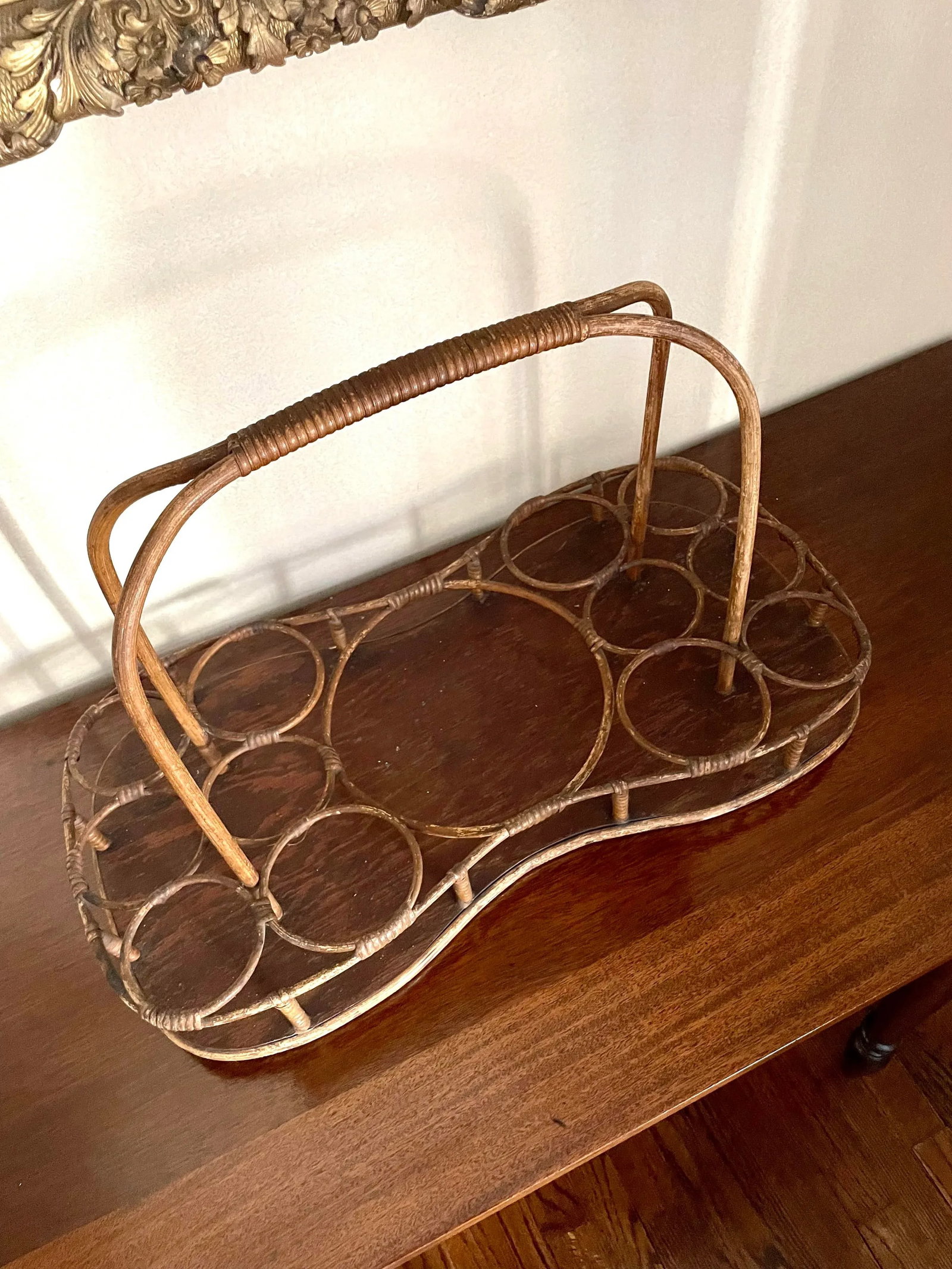 Antique Bamboo and Rattan Drinks Caddy - 2