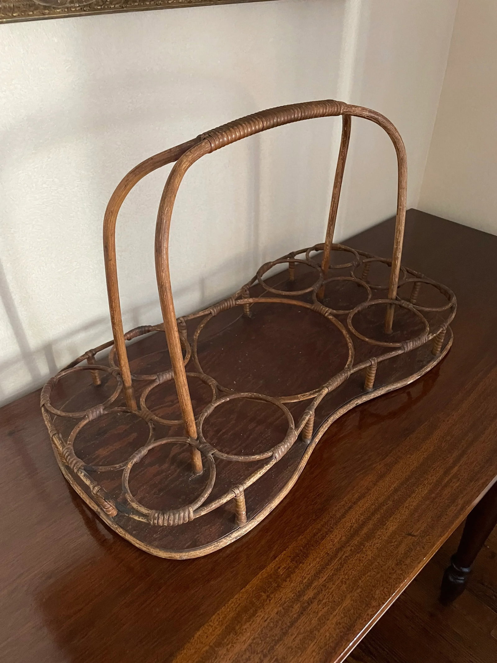 Antique Bamboo and Rattan Drinks Caddy - 3