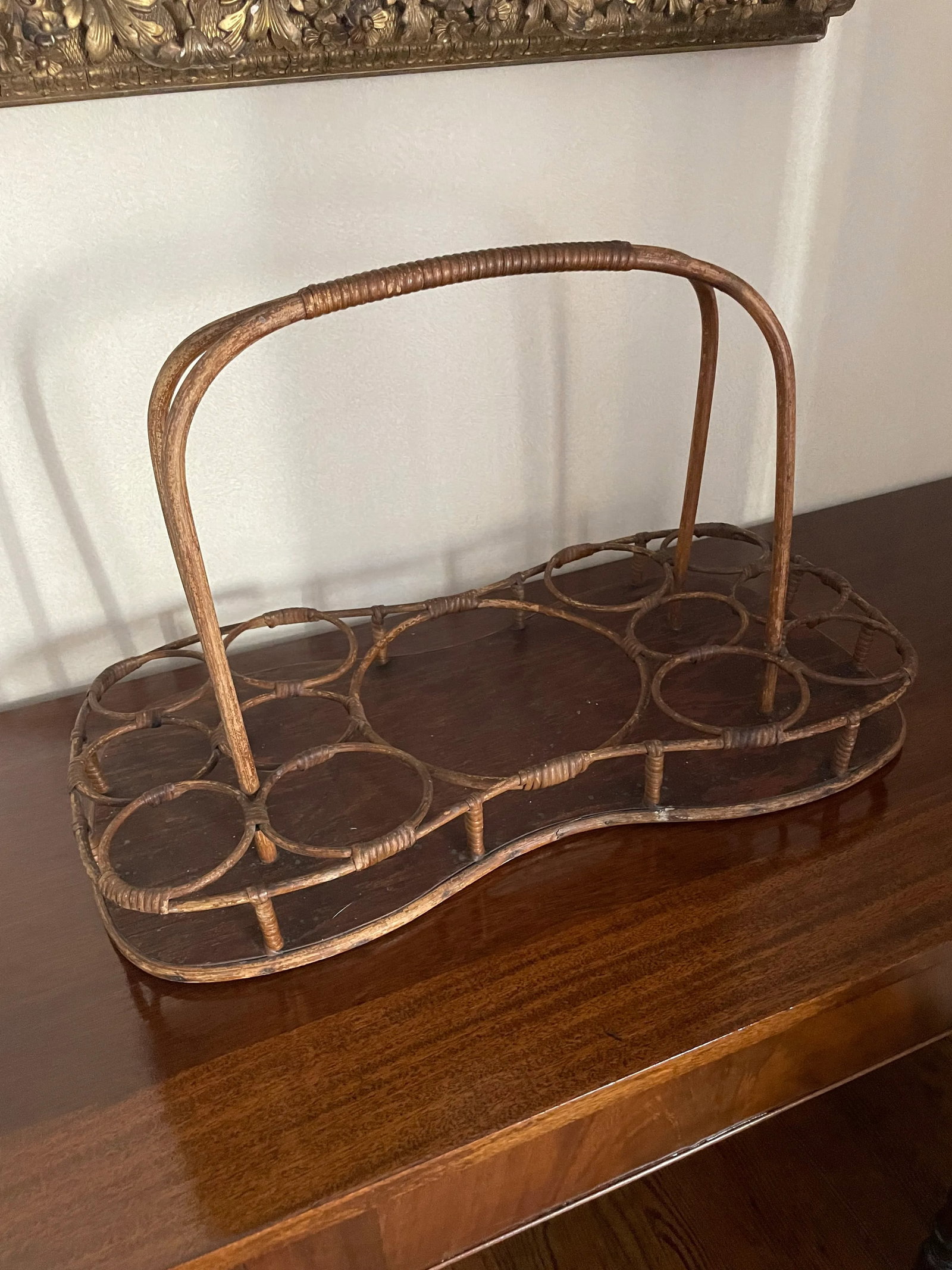 Antique Bamboo and Rattan Drinks Caddy - 4