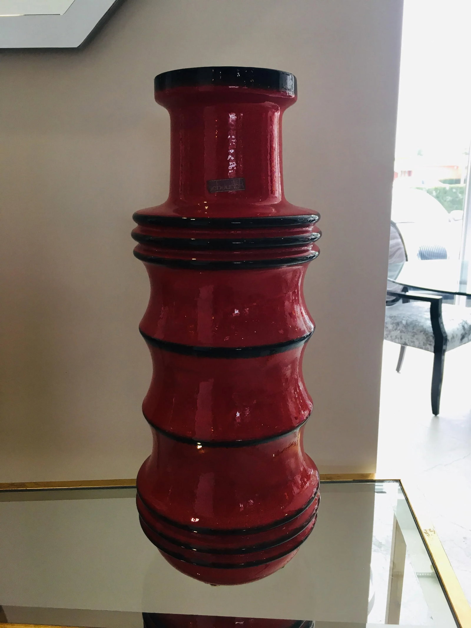 Vintage Red West German Vase - 10