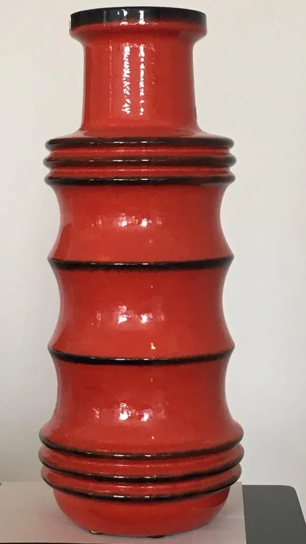Vintage Red West German Vase - 11