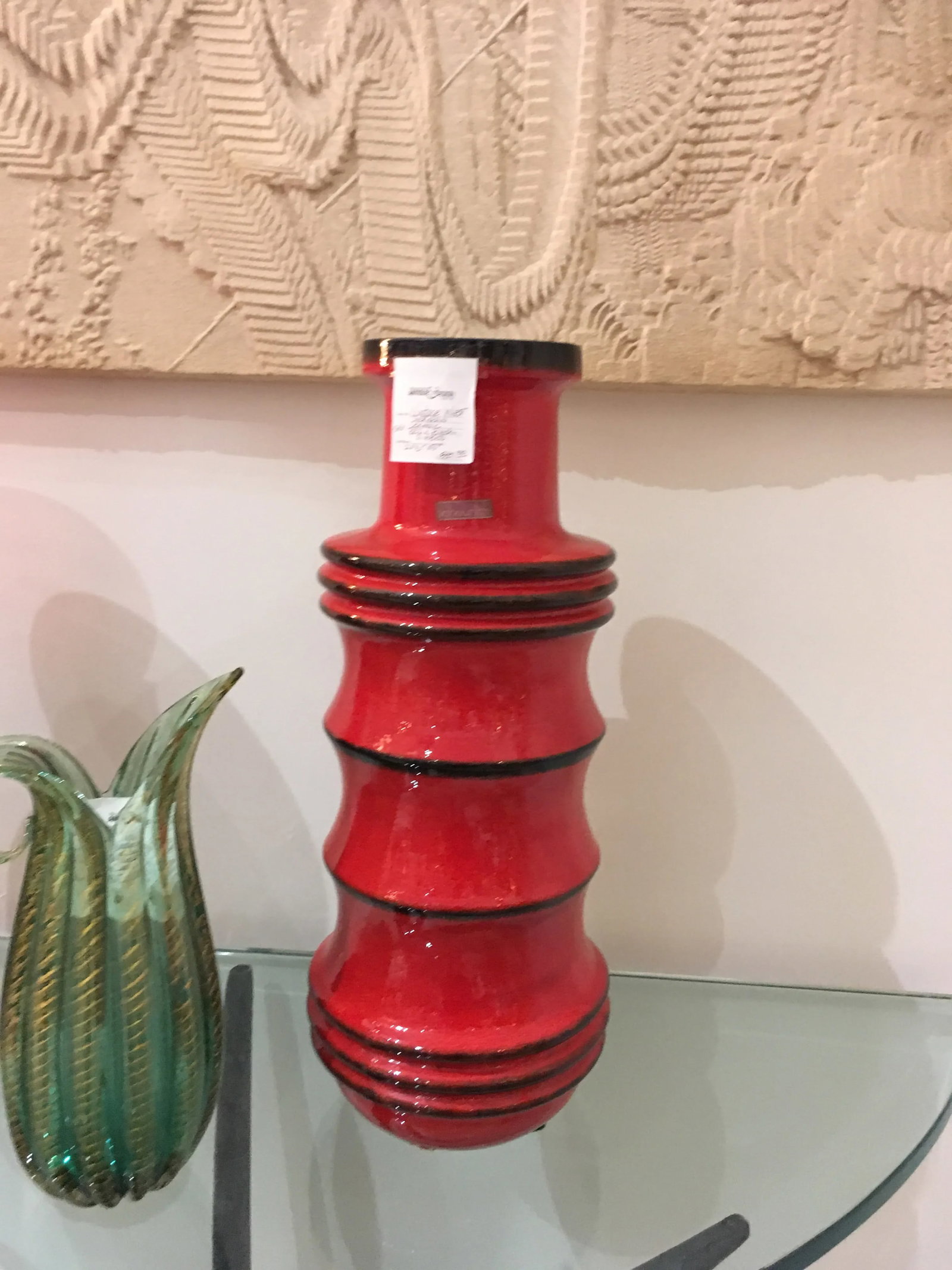 Vintage Red West German Vase - 8